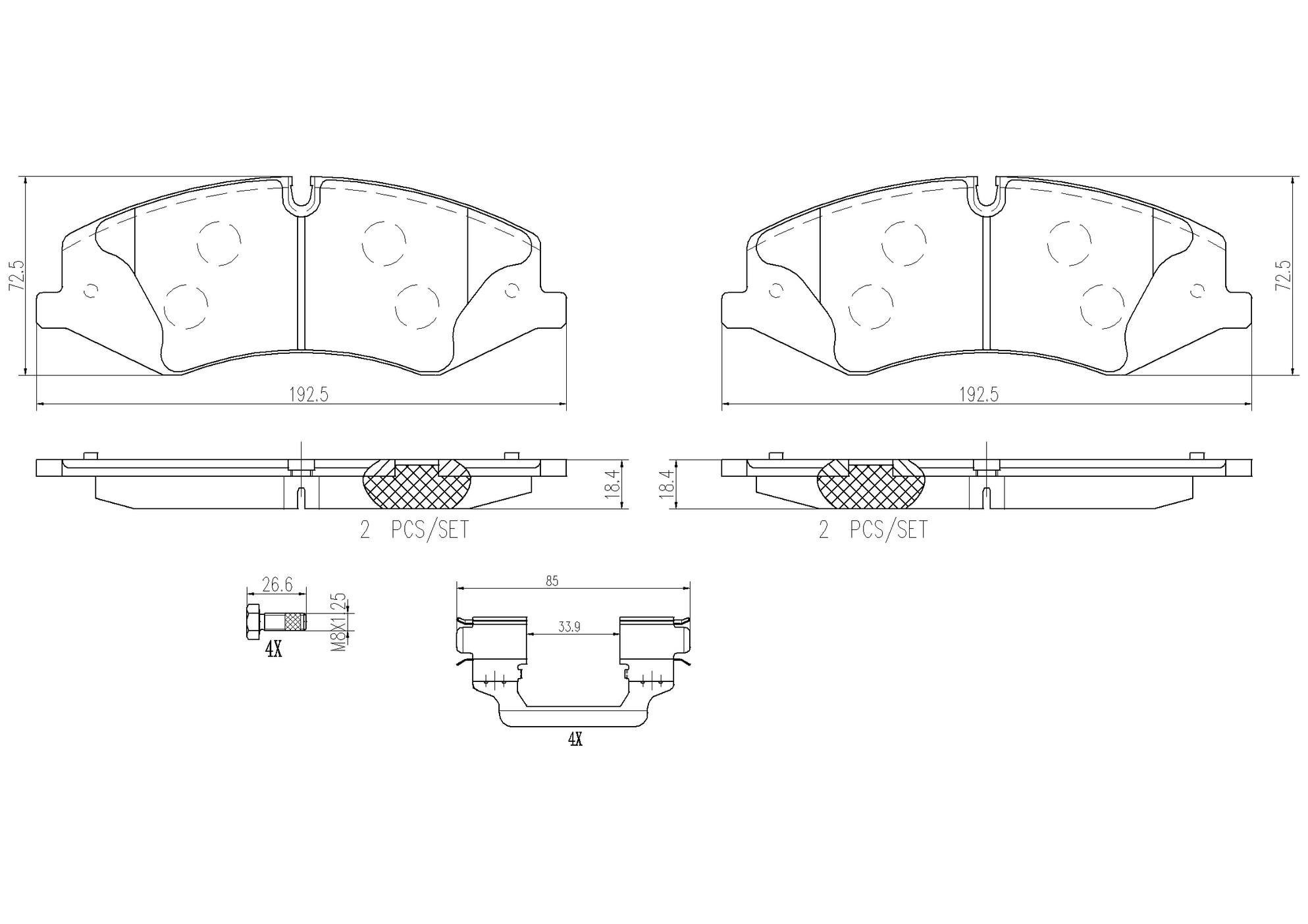 Land Rover Disc Brake Pad Set - Front (Ceramic) LR026221 Brembo