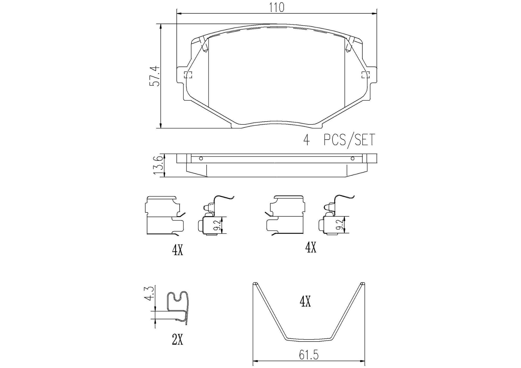 Mazda Disc Brake Pad Set - Front (Ceramic) NCY53323Z Brembo