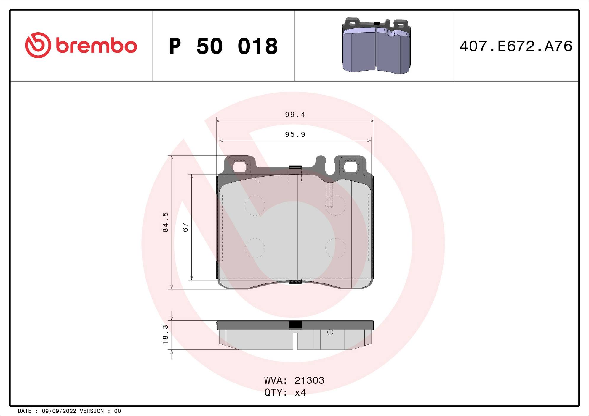 Mercedes Disc Brake Pad Set - Front (Low-Met) 0024202620 Brembo