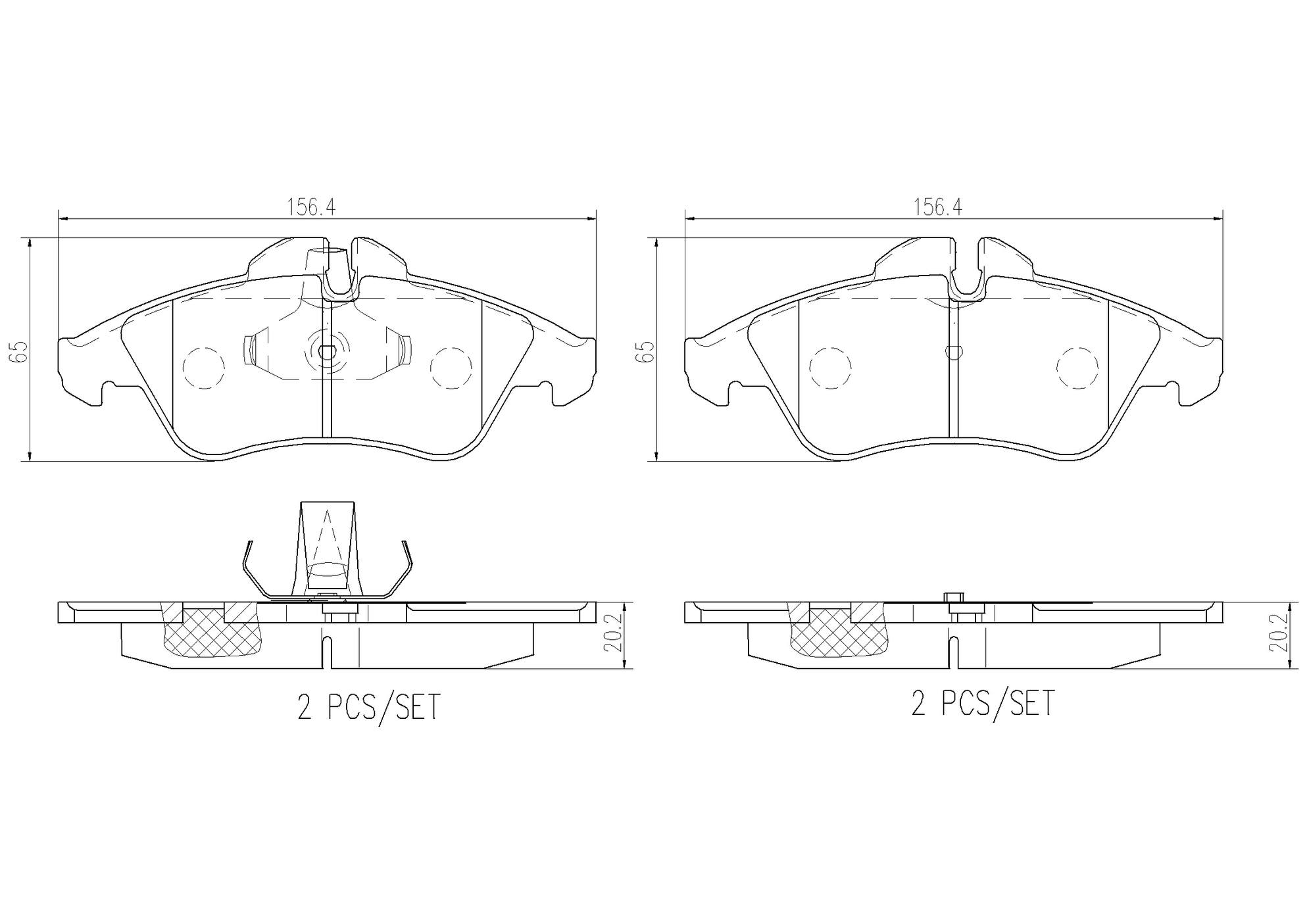 Dodge Disc Brake Pad Set - Front (Ceramic) 5103794AA Brembo