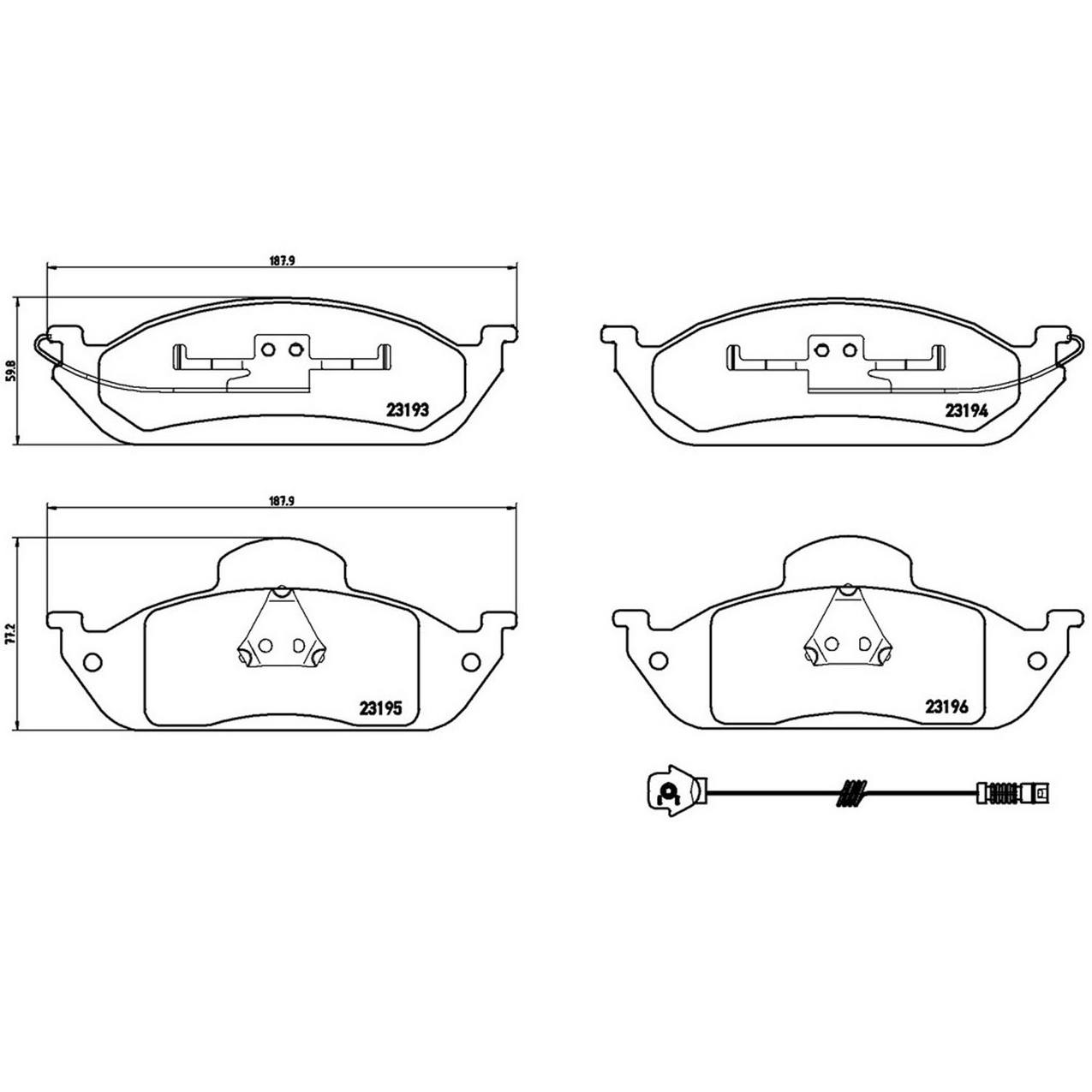 Mercedes Disc Brake Pad Set - Front (Low-Met) 163420122041 Brembo