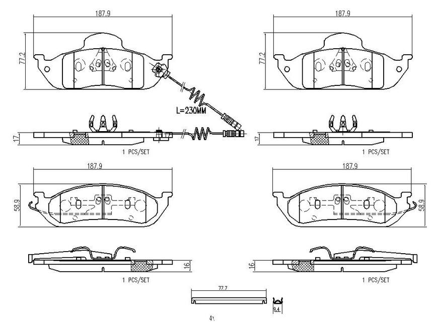 Mercedes Disc Brake Pad Set - Front (Ceramic) 163420122041 Brembo