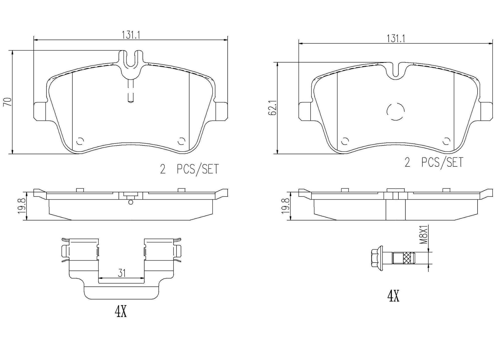 Mercedes Disc Brake Pad and Rotor Kit - Front (288mm) (Ceramic) (Xtra) Brembo