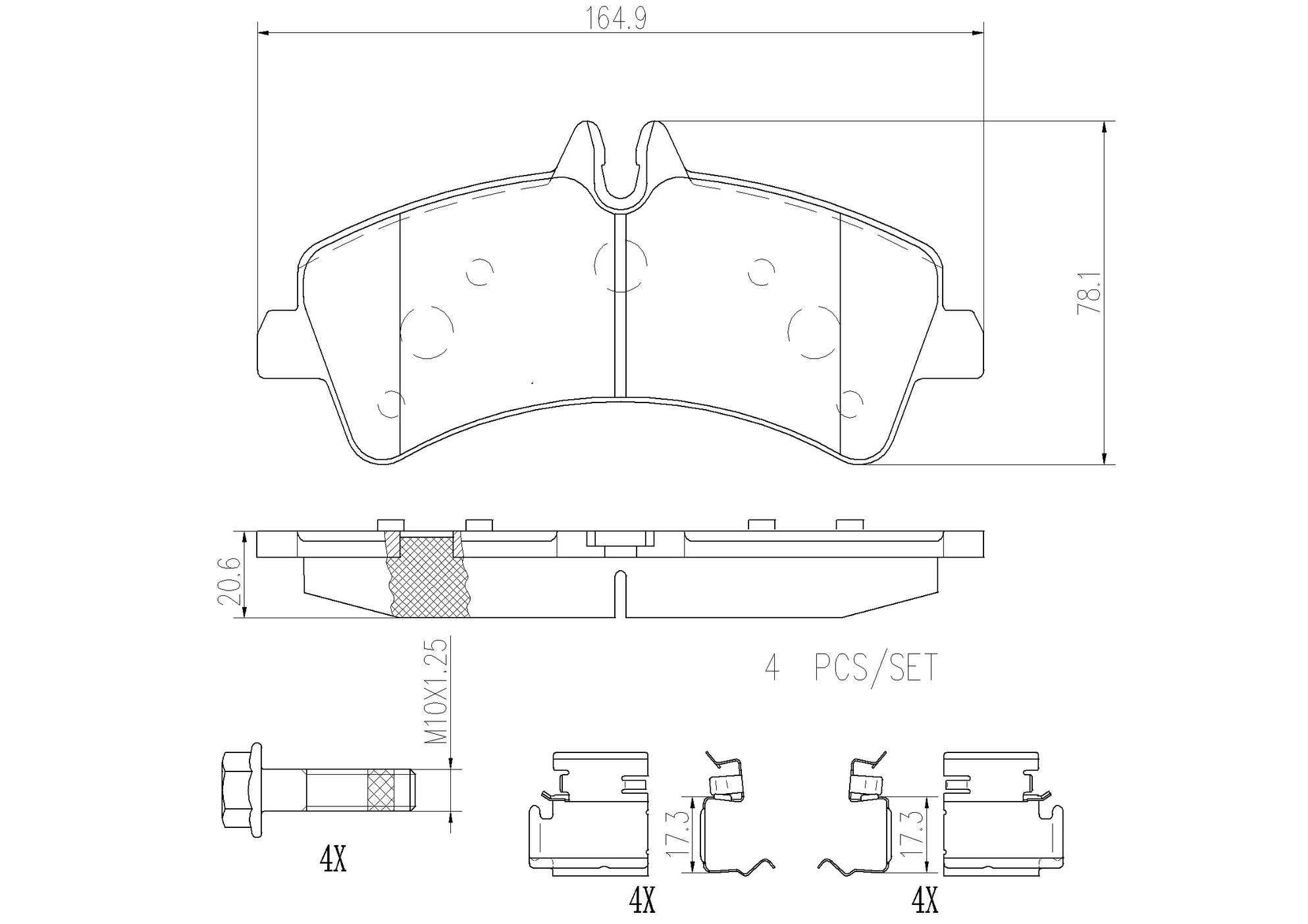 Mercedes Dodge Disc Brake Pad Set - Rear (Ceramic) 0064204520 Brembo