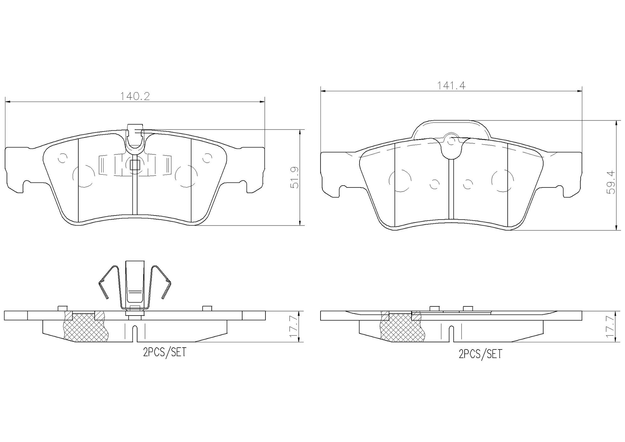 Mercedes Disc Brake Pad Set - Rear (Ceramic) 1644202720 Brembo