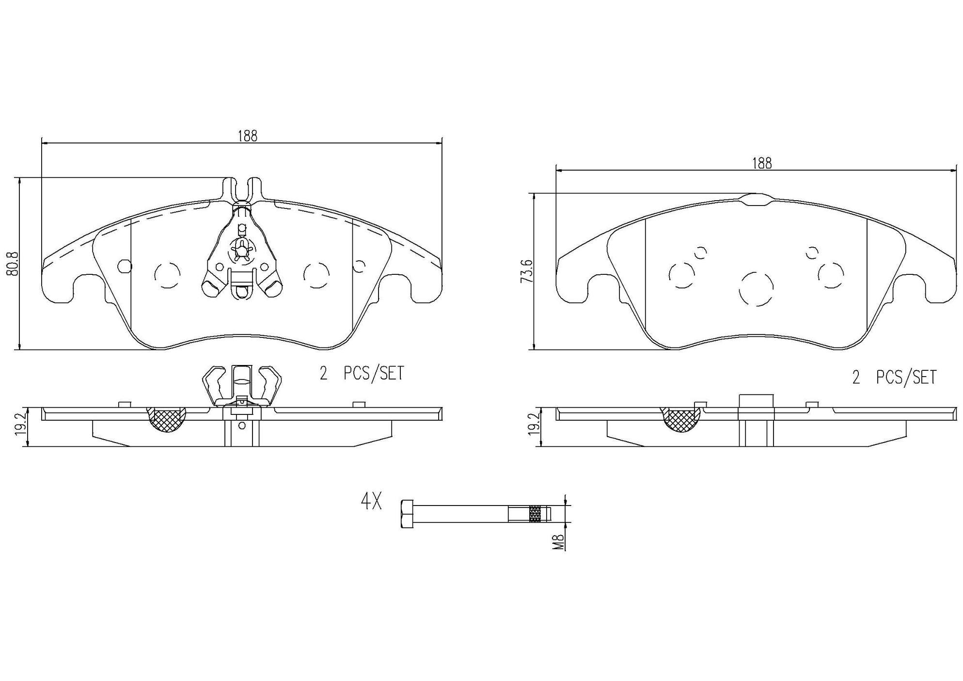 Mercedes Disc Brake Pad and Rotor Kit - Front (344mm) (Ceramic) Brembo