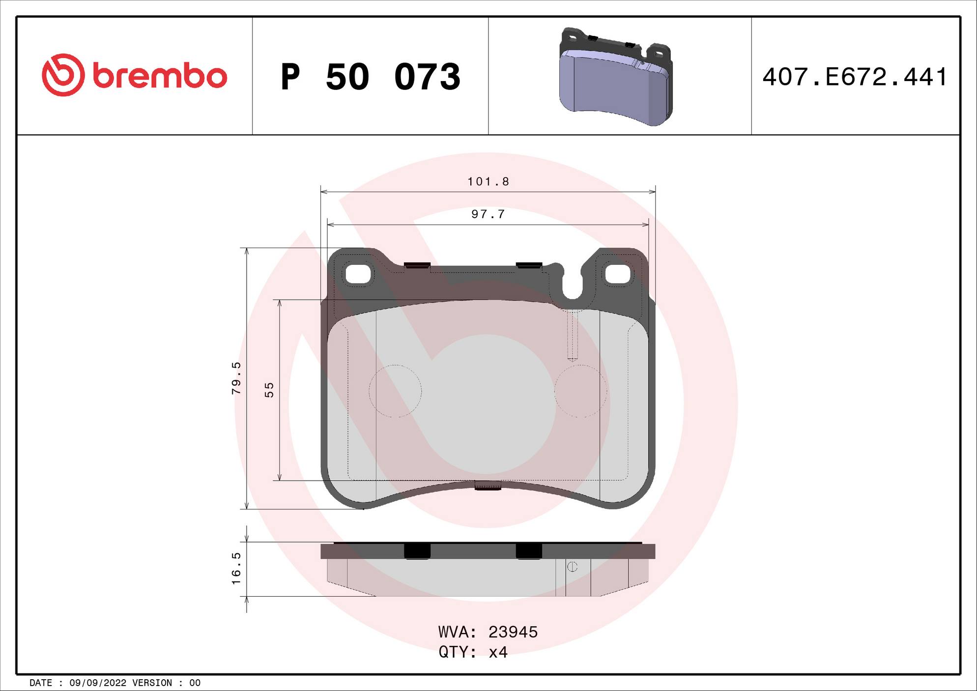 Mercedes Disc Brake Pad Set - Front (Low-Met) 004420512041 Brembo