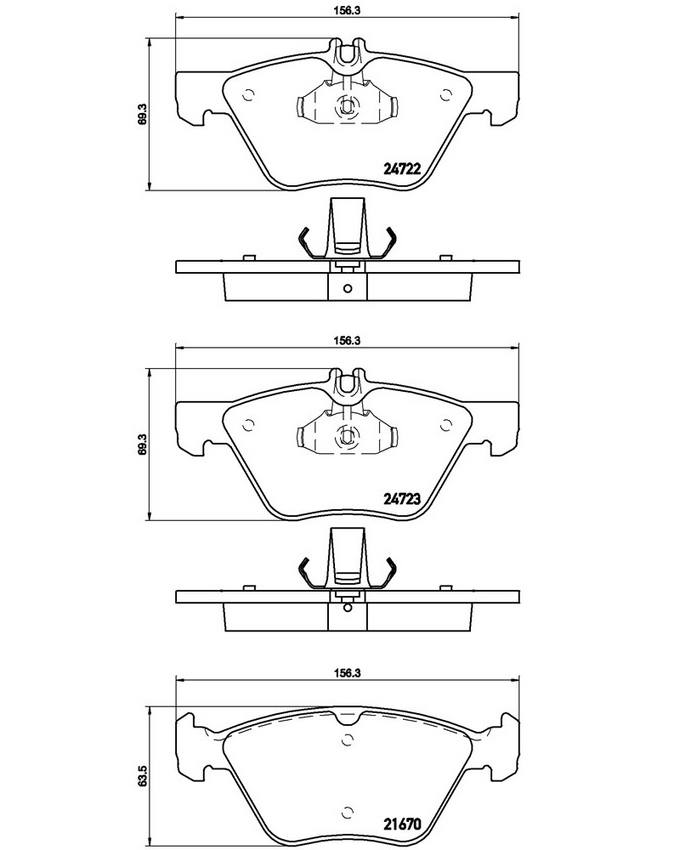 Mercedes Disc Brake Pad and Rotor Kit - Front (304mm) (Low-Met) Brembo