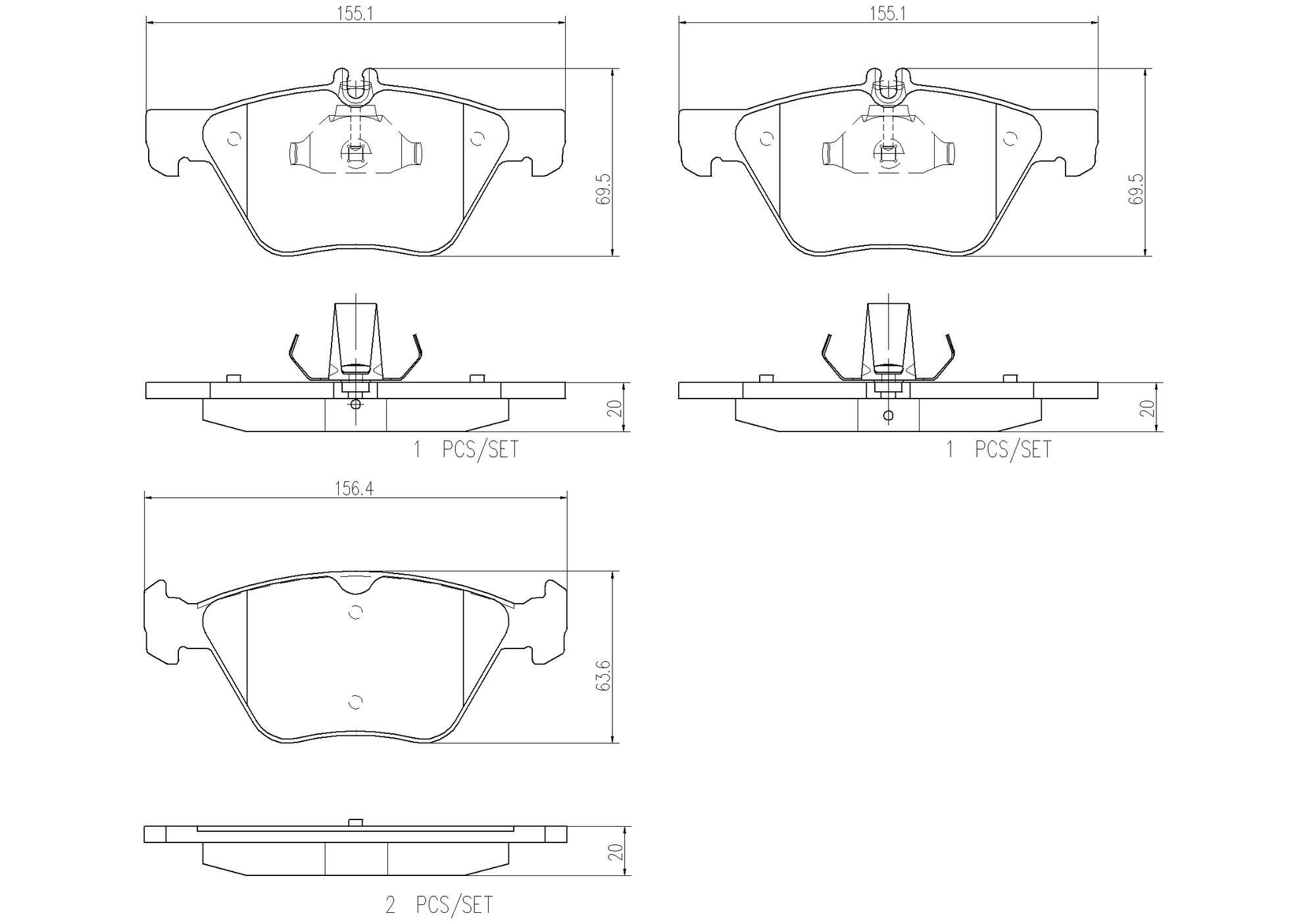 Mercedes Disc Brake Pad Set - Front (Ceramic) 0044200720 Brembo