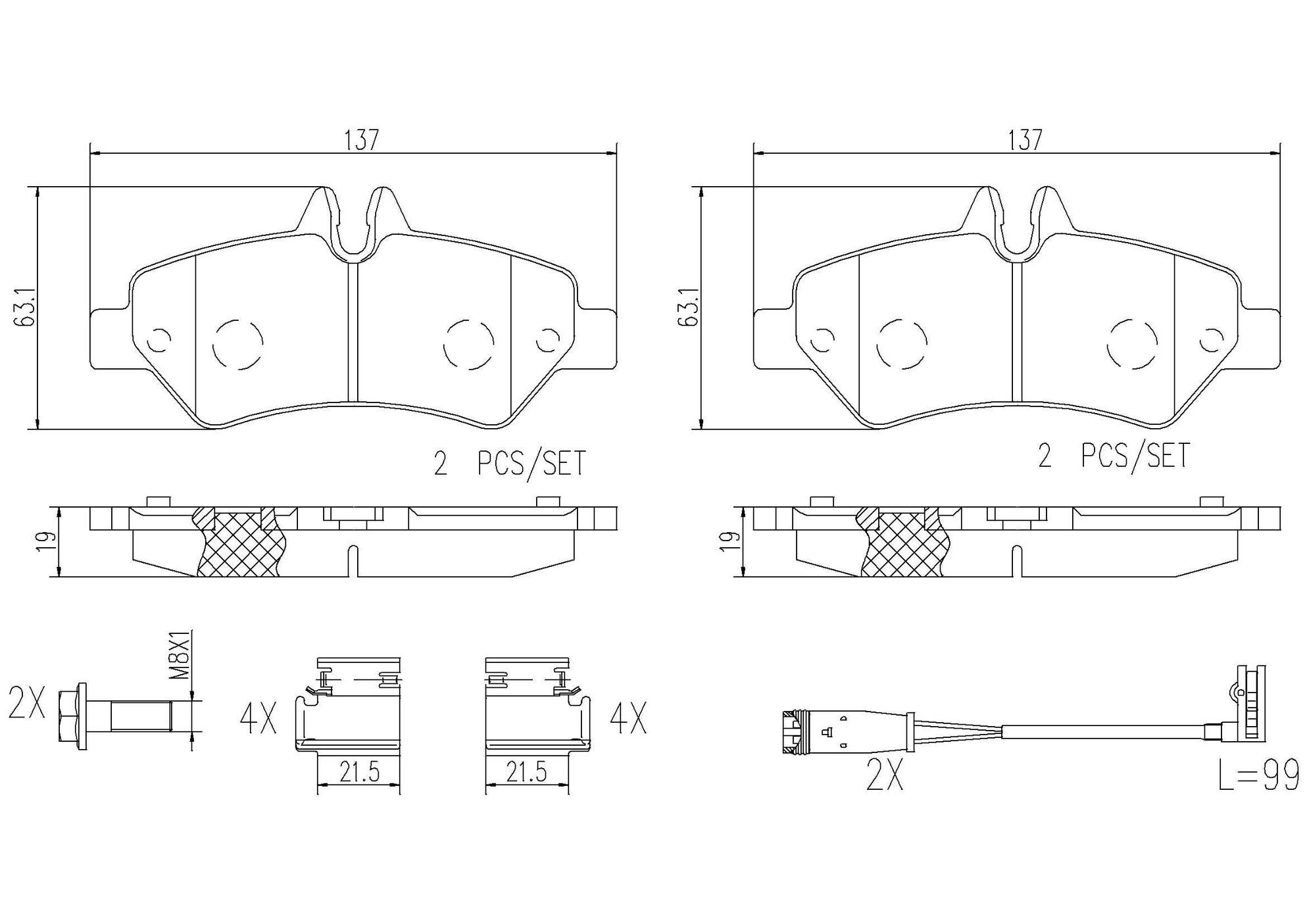 Mercedes Dodge Disc Brake Pad Set - Rear (Ceramic) 0084205120 Brembo