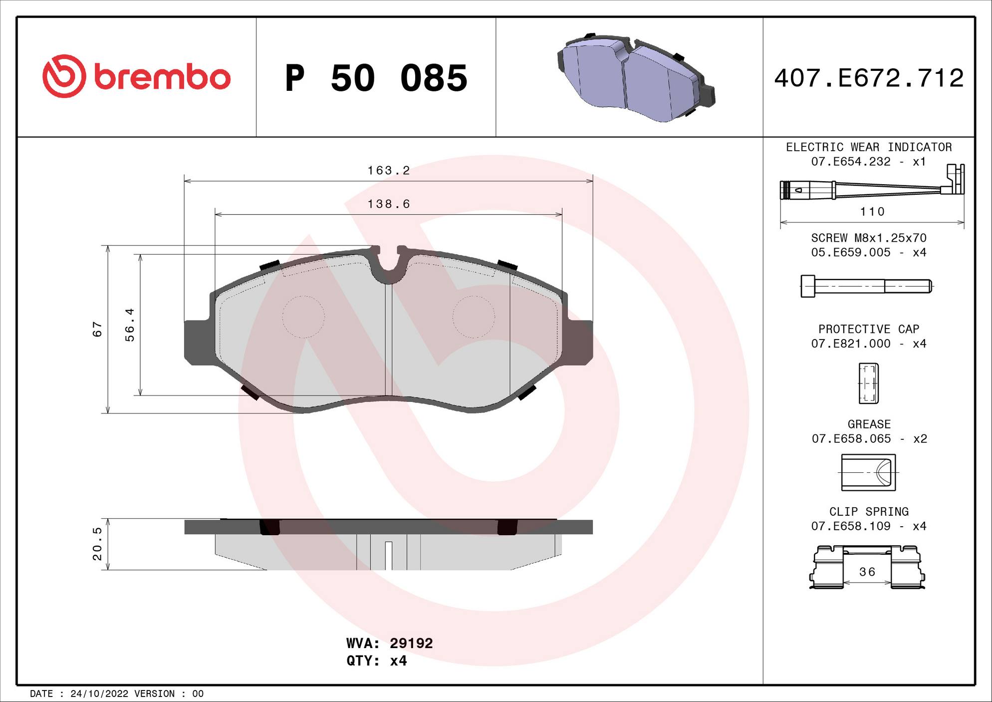 Mercedes Dodge Disc Brake Pad Set - Front (Low-Met) 9064210400 Brembo