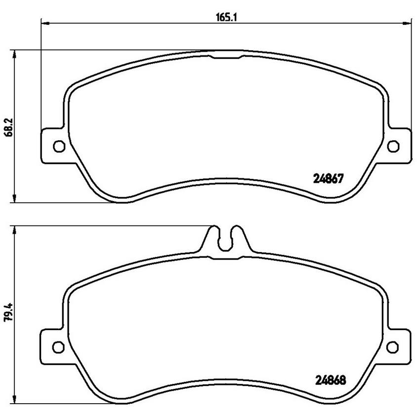 Mercedes Disc Brake Pad Set - Front (Low-Met) 0074207420 Brembo