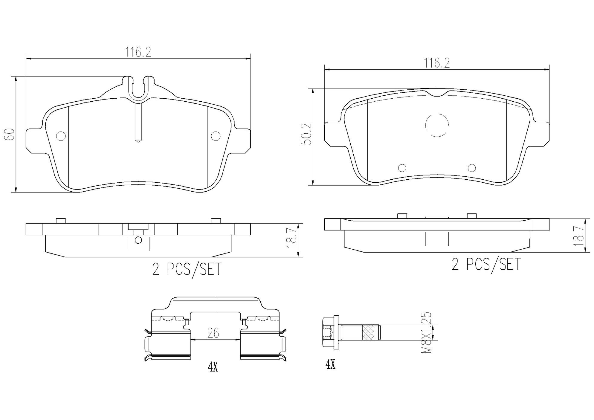 Mercedes Disc Brake Pad and Rotor Kit - Rear (330mm) (Ceramic) Brembo