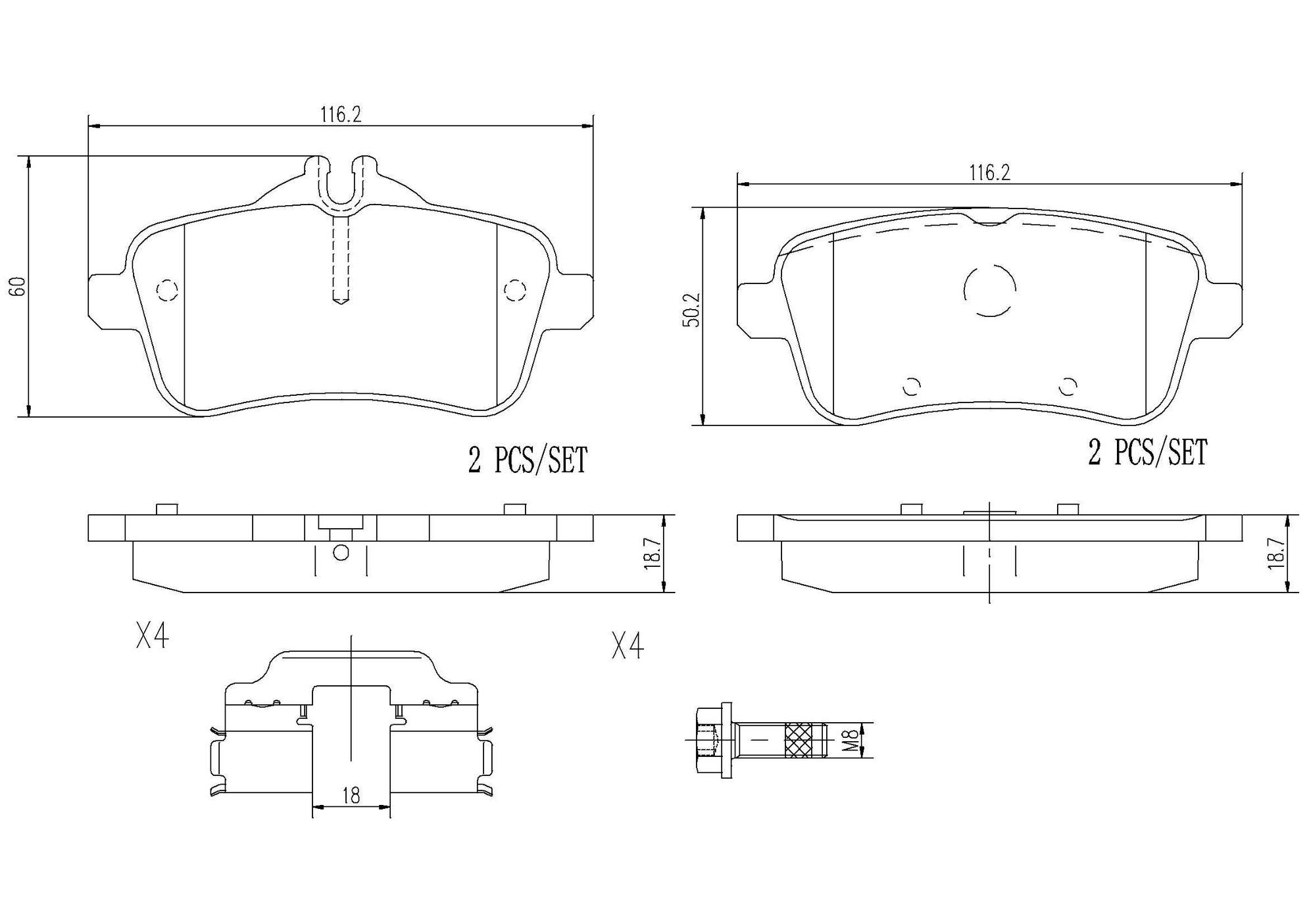 Mercedes Disc Brake Pad Set - Rear (Ceramic) 0074208320 Brembo