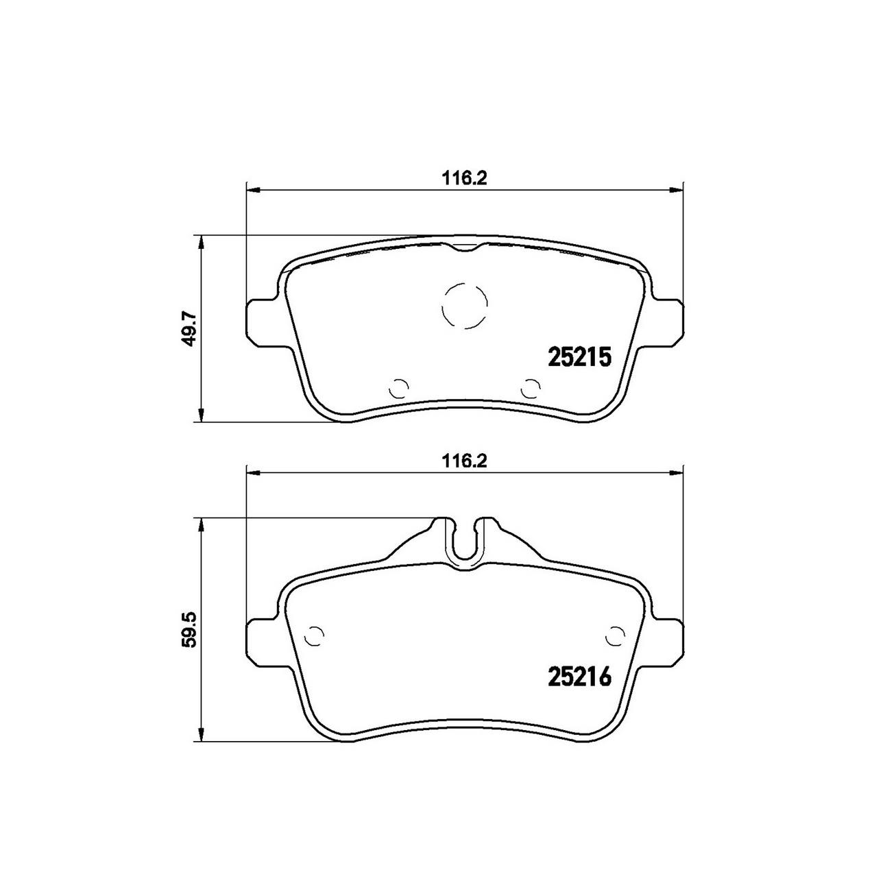 Mercedes Disc Brake Pad Set - Rear (Low-Met) 0074208620 Brembo