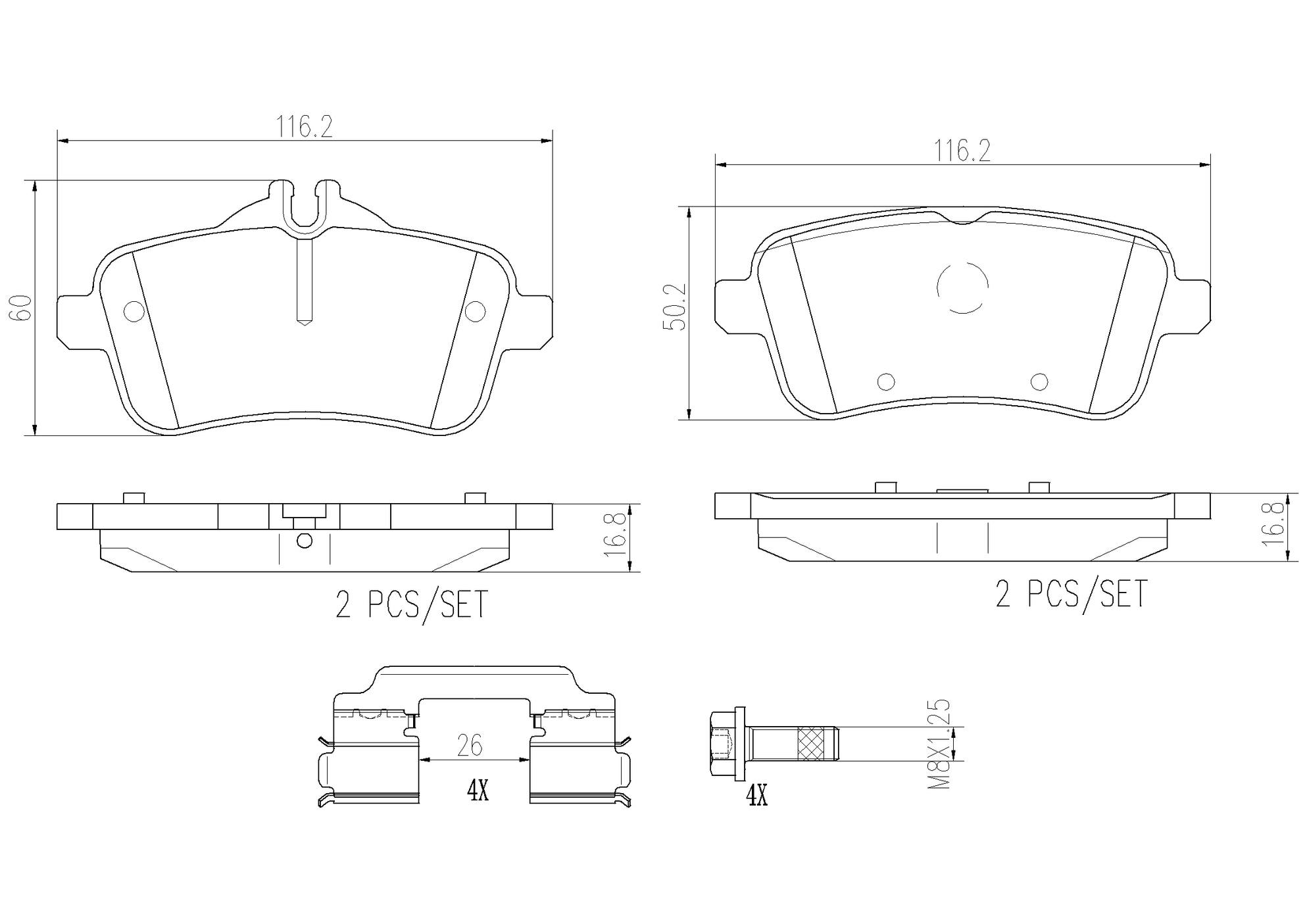 Mercedes Disc Brake Pad Set – Rear (Ceramic) 0074208620 Brembo Brembo ...