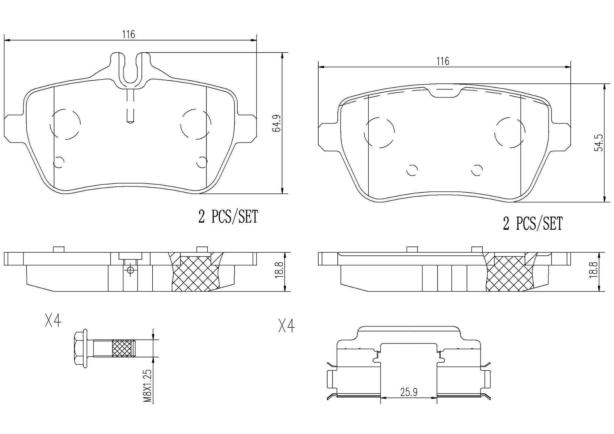 Mercedes Disc Brake Pad Set - Rear (Ceramic) 0084203420 Brembo