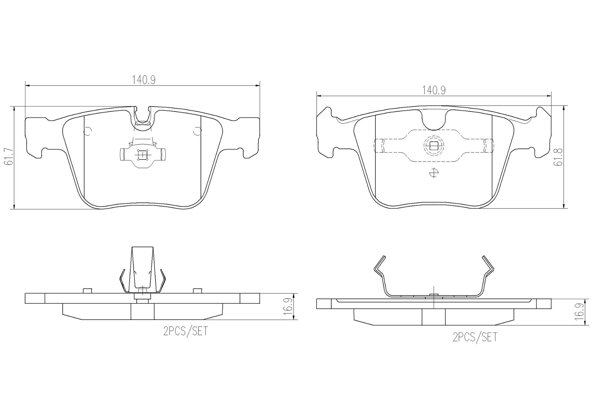 Mercedes Disc Brake Pad Set - Rear (Ceramic) 1644202420 Brembo