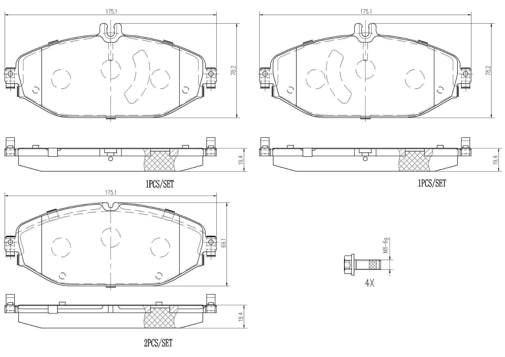 Mercedes Disc Brake Pad Set - Front (Ceramic) A0084203820 Brembo