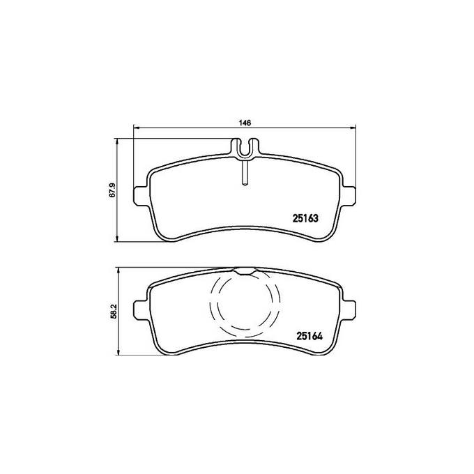 Mercedes Disc Brake Pad Set - Rear (Low-Met) 0004203700 Brembo