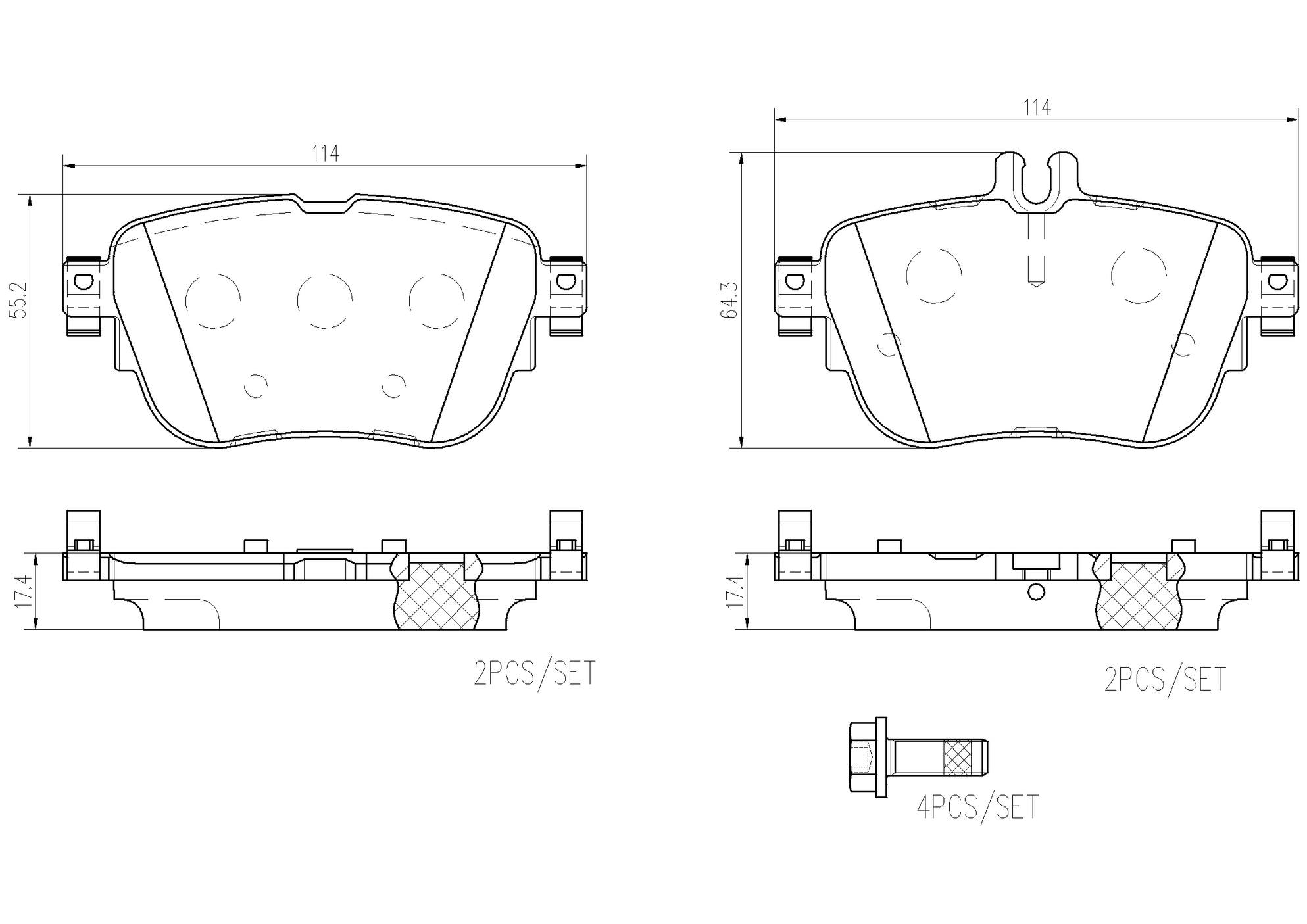 Mercedes Disc Brake Pad Set - Rear (Ceramic) 0004209800 Brembo