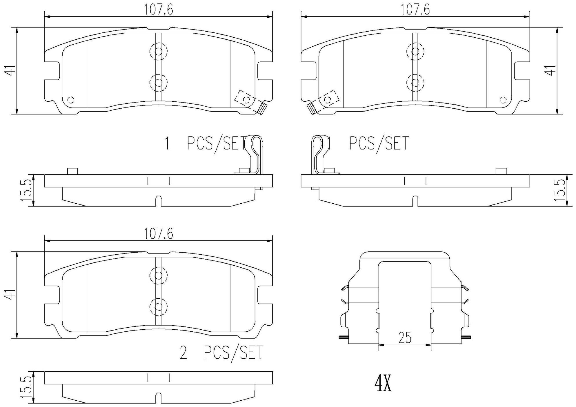 Dodge Chrysler Eagle Disc Brake Pad Set - Rear (Ceramic) MR569780 Brembo