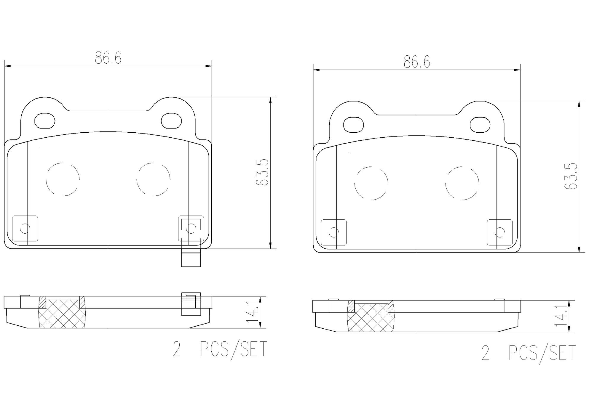 Mitsubishi Disc Brake Pad Set - Rear (Ceramic) 4605A584 Brembo
