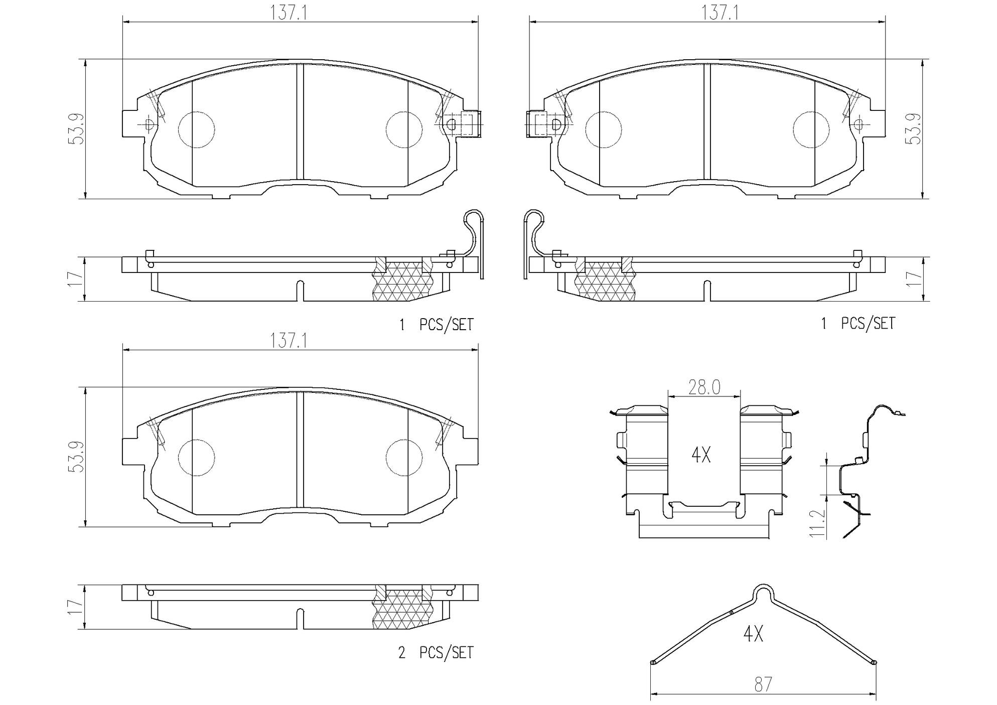 Nissan Infiniti Suzuki Disc Brake Pad Set - Front (Ceramic) D106088E91AS Brembo