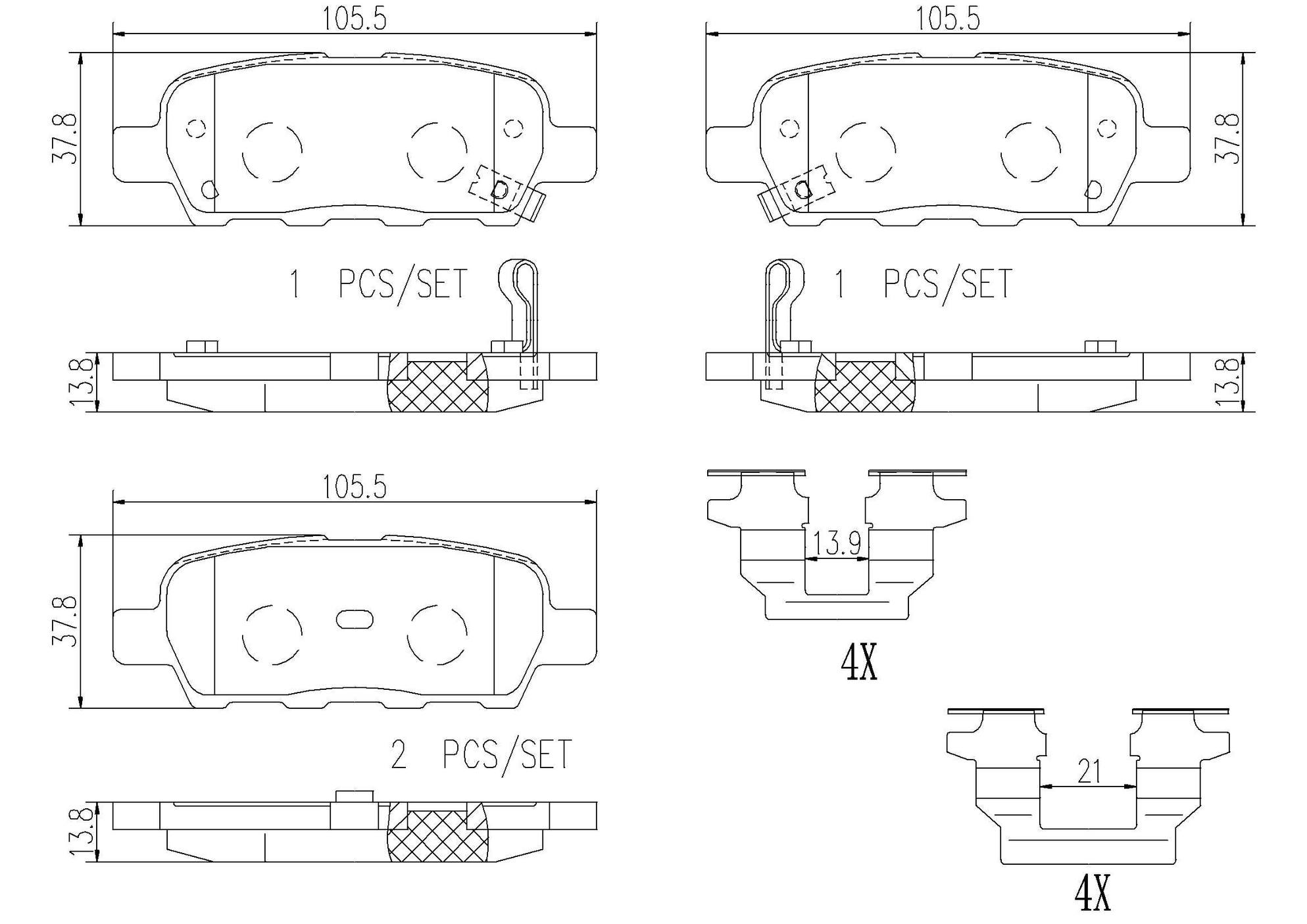 Nissan Infiniti Disc Brake Pad and Rotor Kit - Rear (307mm) (Ceramic) Brembo