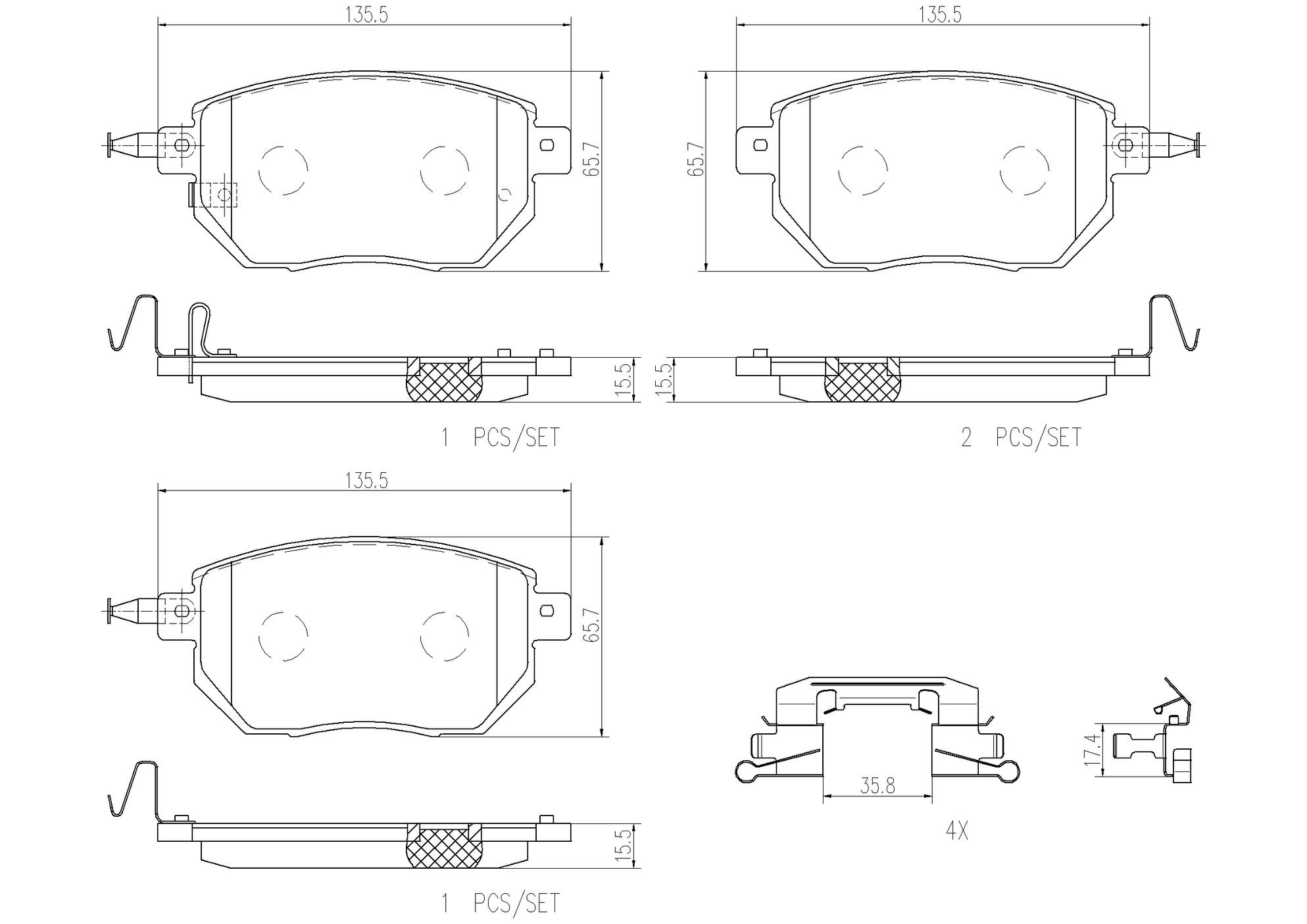 Nissan Infiniti Disc Brake Pad and Rotor Kit - Front (320mm) (Ceramic) Brembo