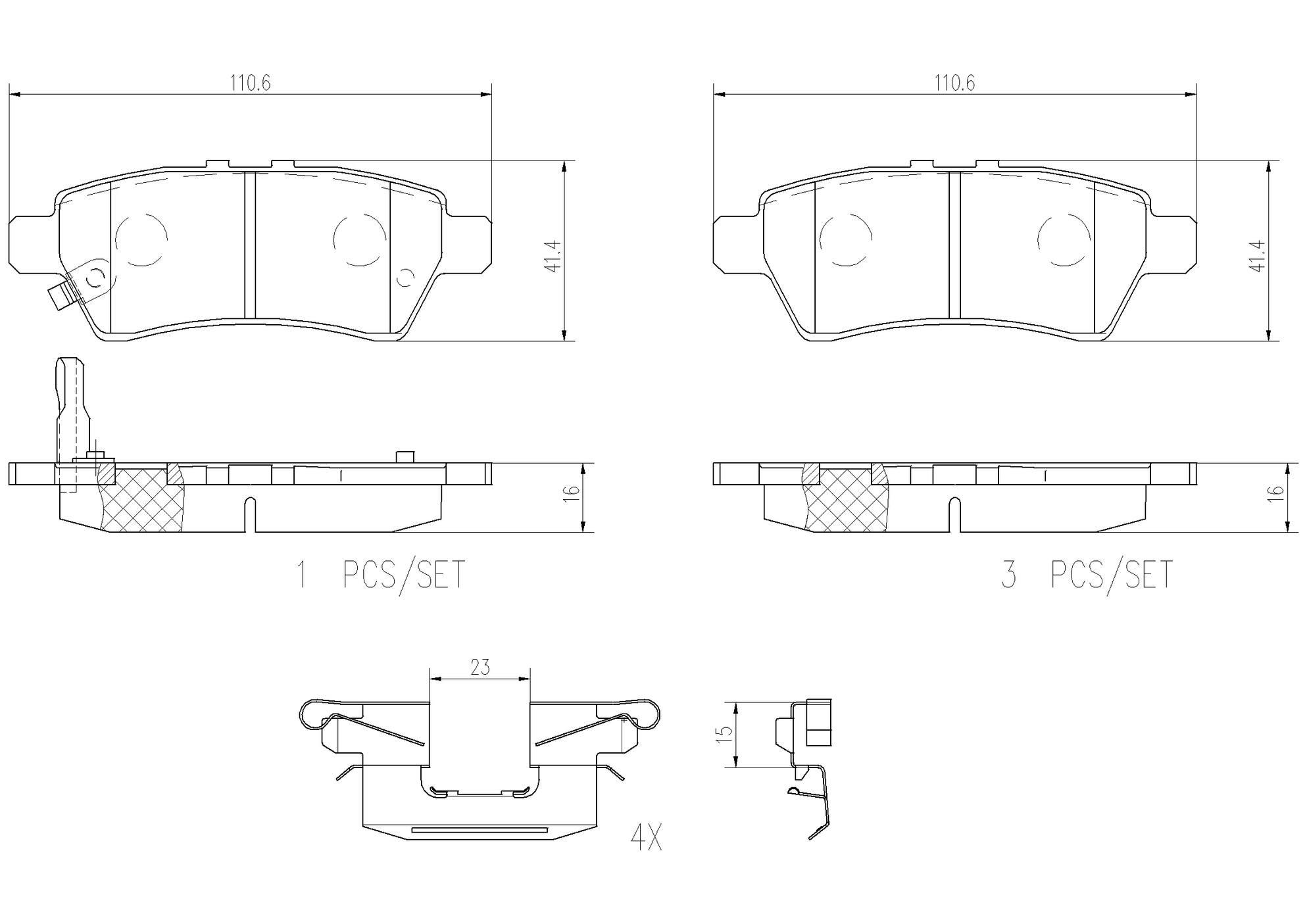 Nissan Disc Brake Pad and Rotor Kit - Rear (308mm) (Ceramic) Brembo