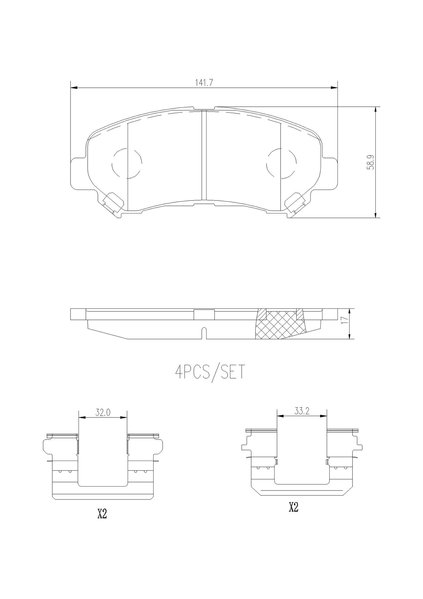 Nissan Disc Brake Pad and Rotor Kit - Front (296mm) (Ceramic) Brembo