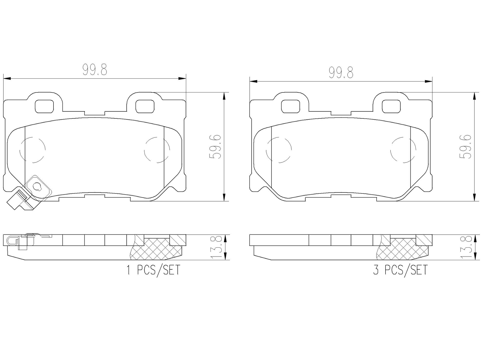 Nissan Infiniti Disc Brake Pad and Rotor Kit - Rear (308mm) (Ceramic) Brembo