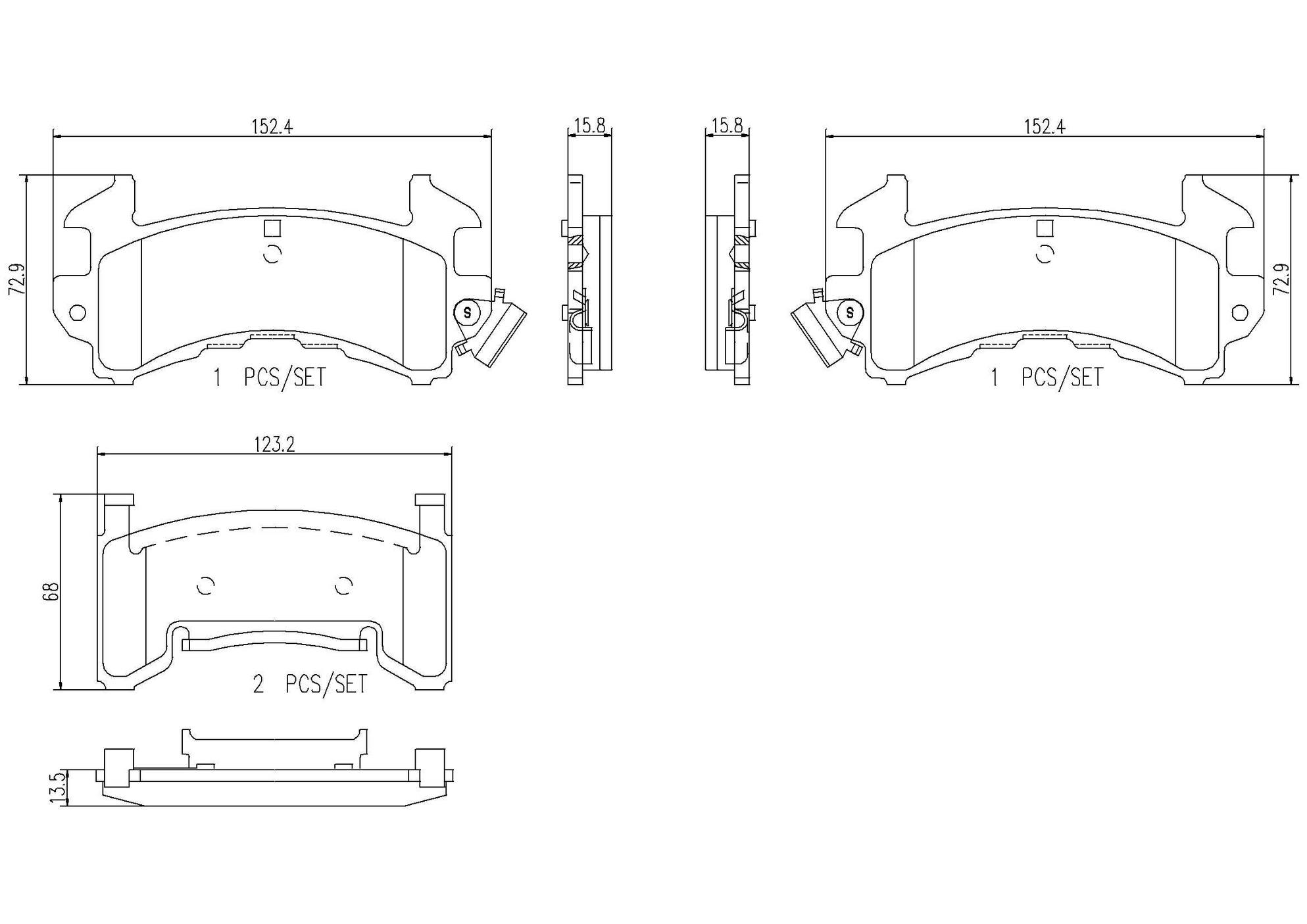 Buick Chevrolet GMC Disc Brake Pad Set - Front (Ceramic) 18026296 Brembo