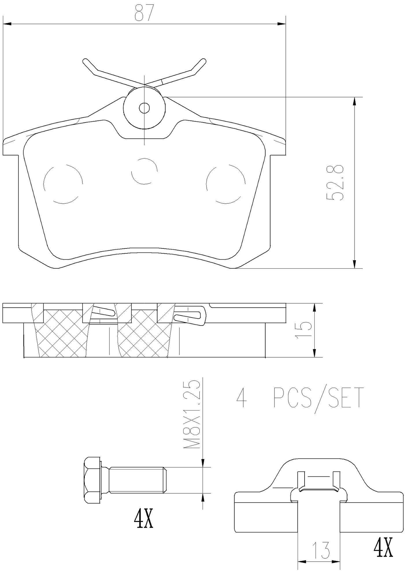 Volkswagen Disc Brake Pad Set - Rear (Ceramic) 1H0698451H Brembo