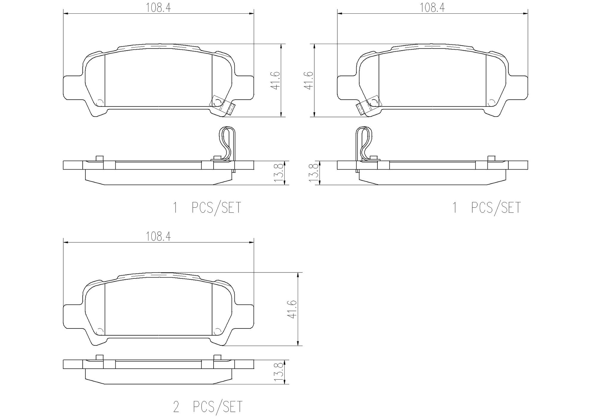 Subaru Disc Brake Pad Set - Rear (Ceramic) 26696FC002 Brembo
