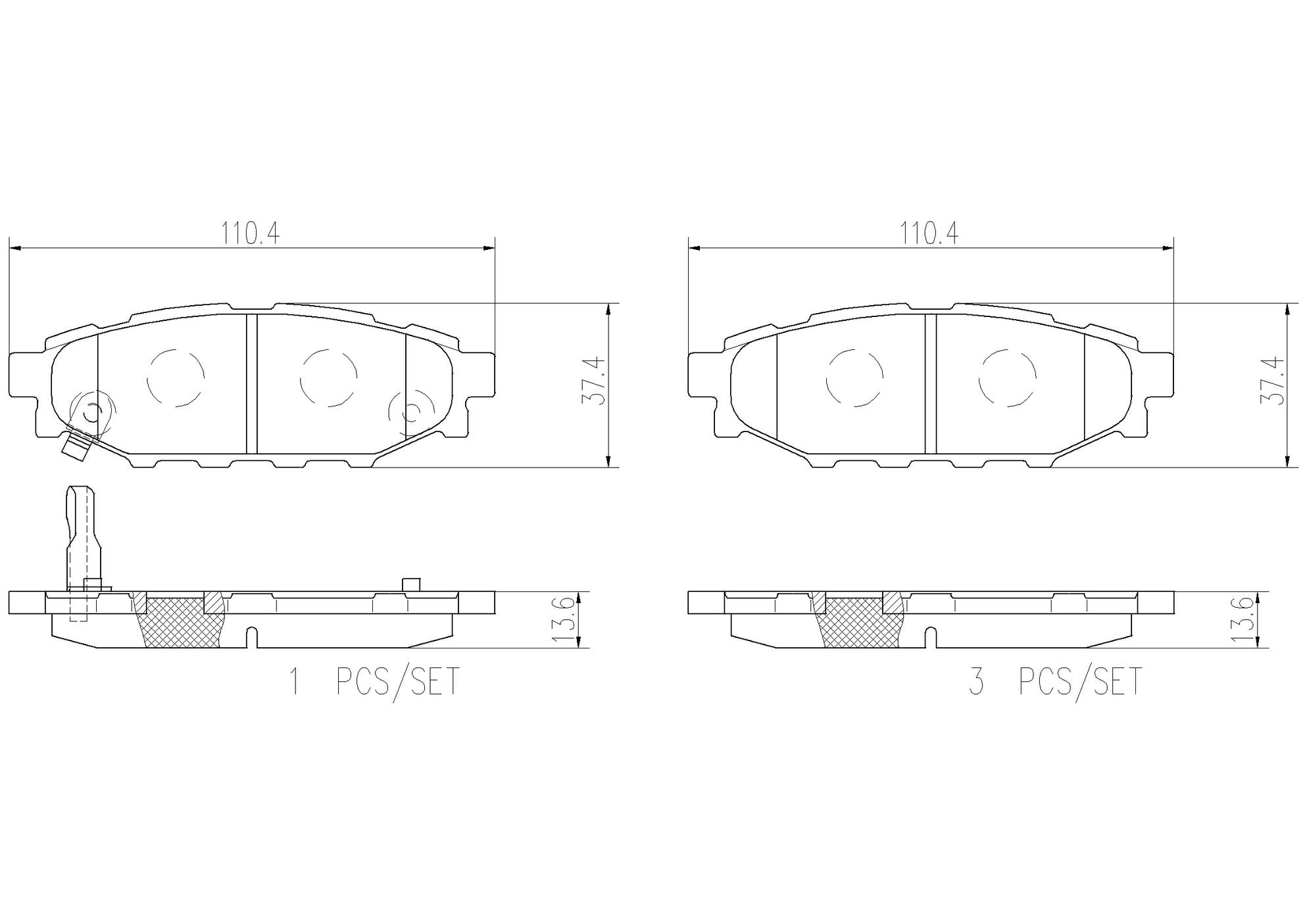 Subaru Disc Brake Pad and Rotor Kit - Rear (286mm) (Ceramic) Brembo