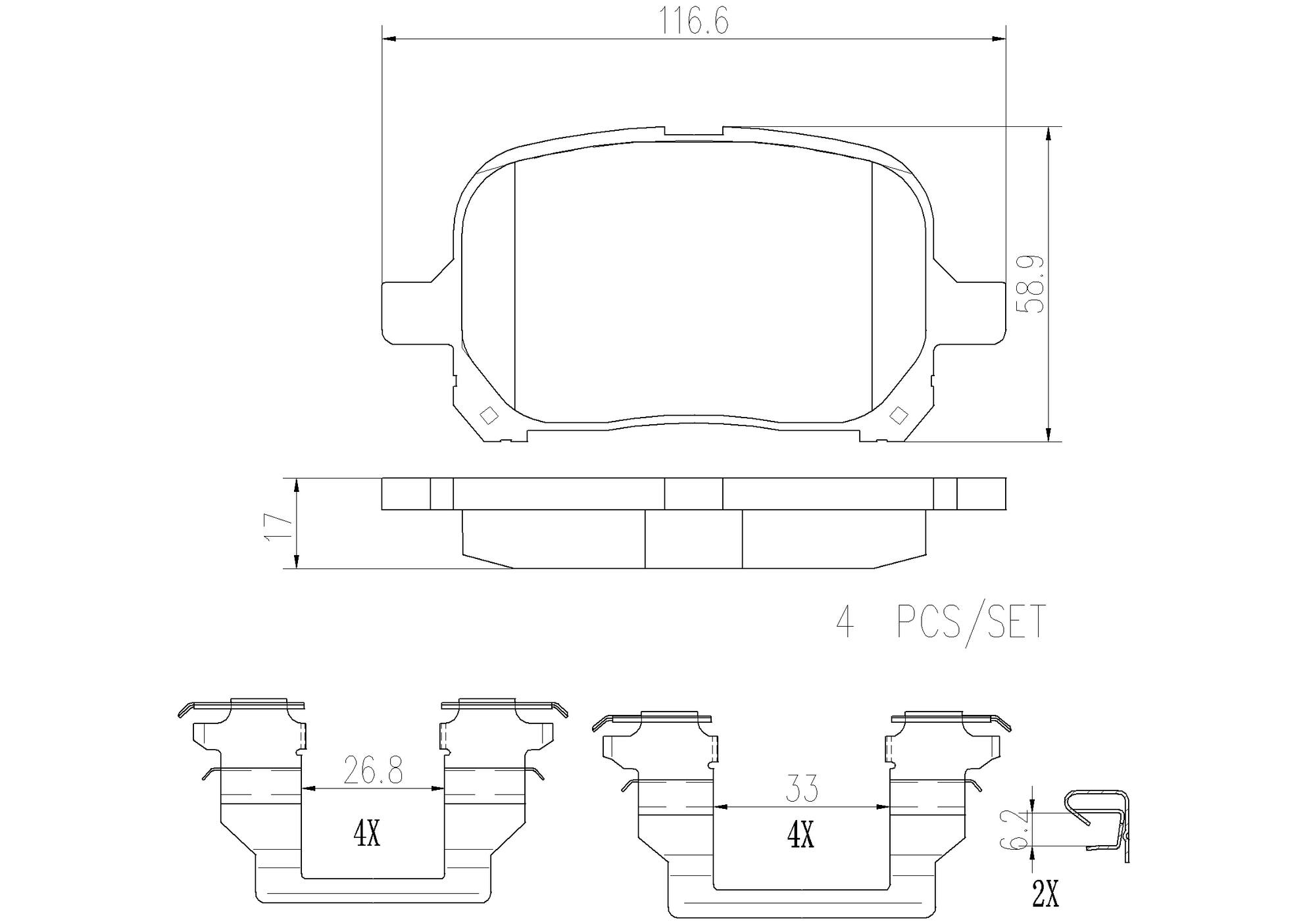 Toyota Lexus Disc Brake Pad Set - Front (Ceramic) 0446533121 Brembo