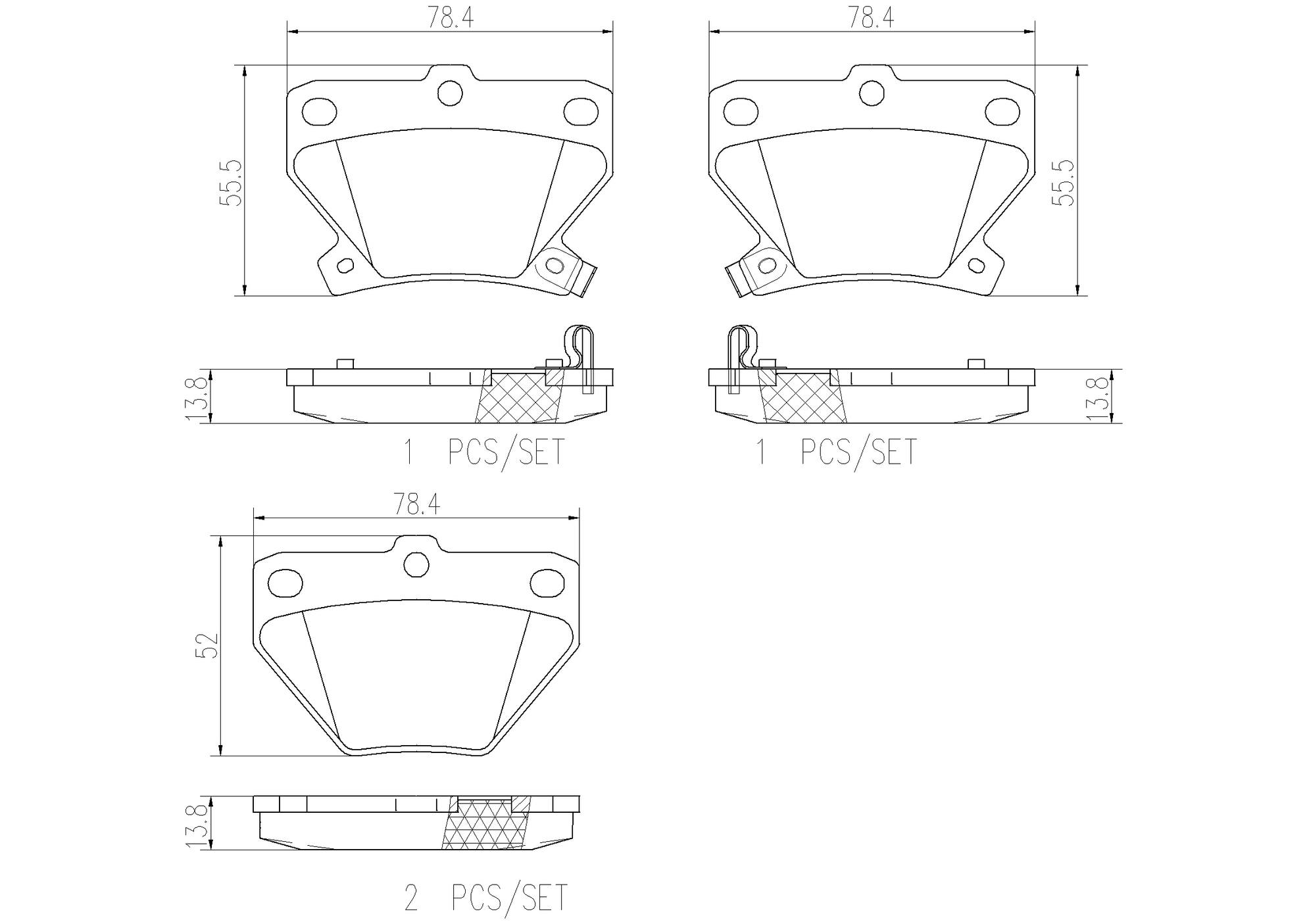 Toyota Pontiac Disc Brake Pad and Rotor Kit - Rear (269mm) (Ceramic) Brembo