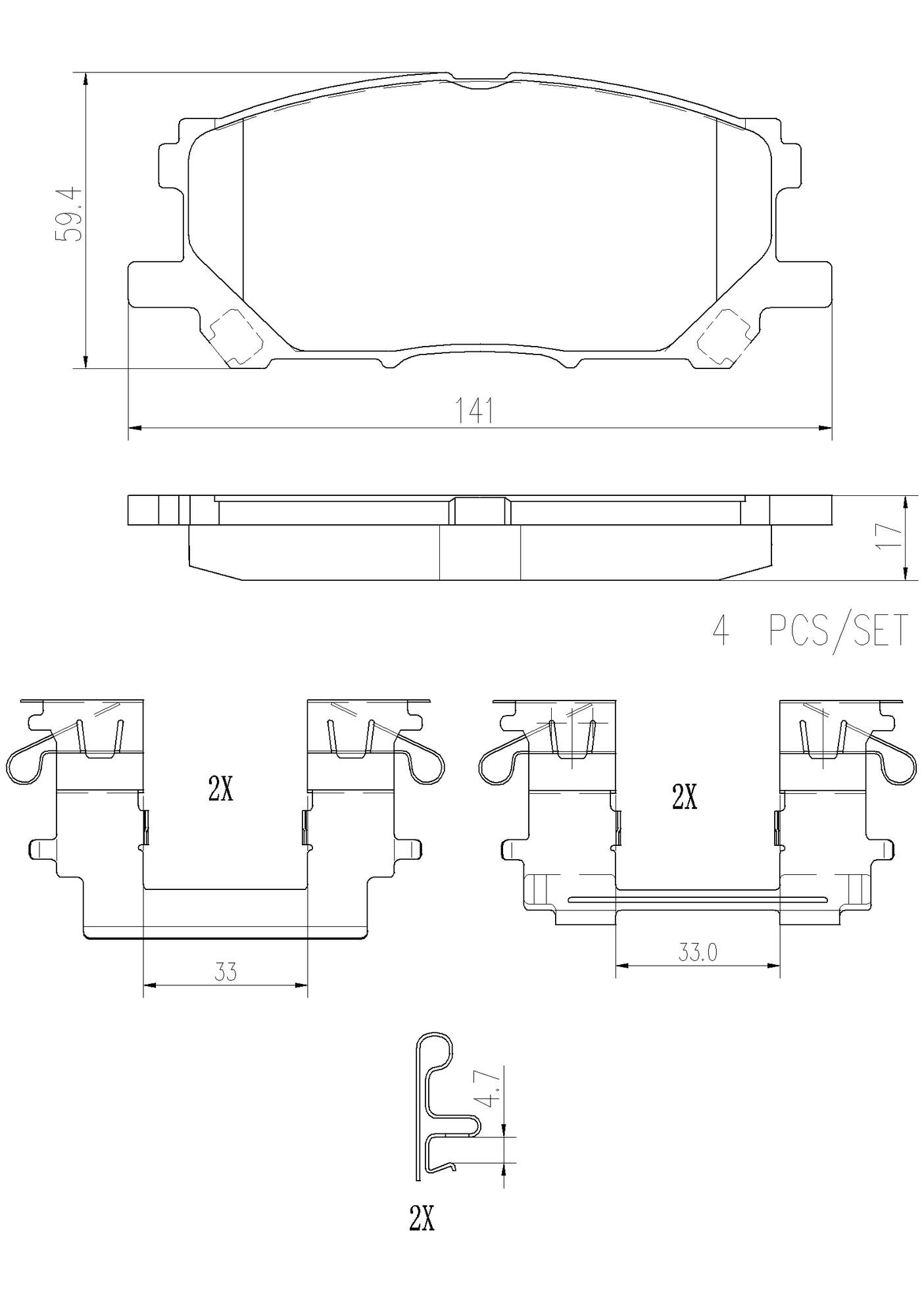 Toyota Lexus Disc Brake Pad Set - Front (Ceramic) 0446548100 Brembo