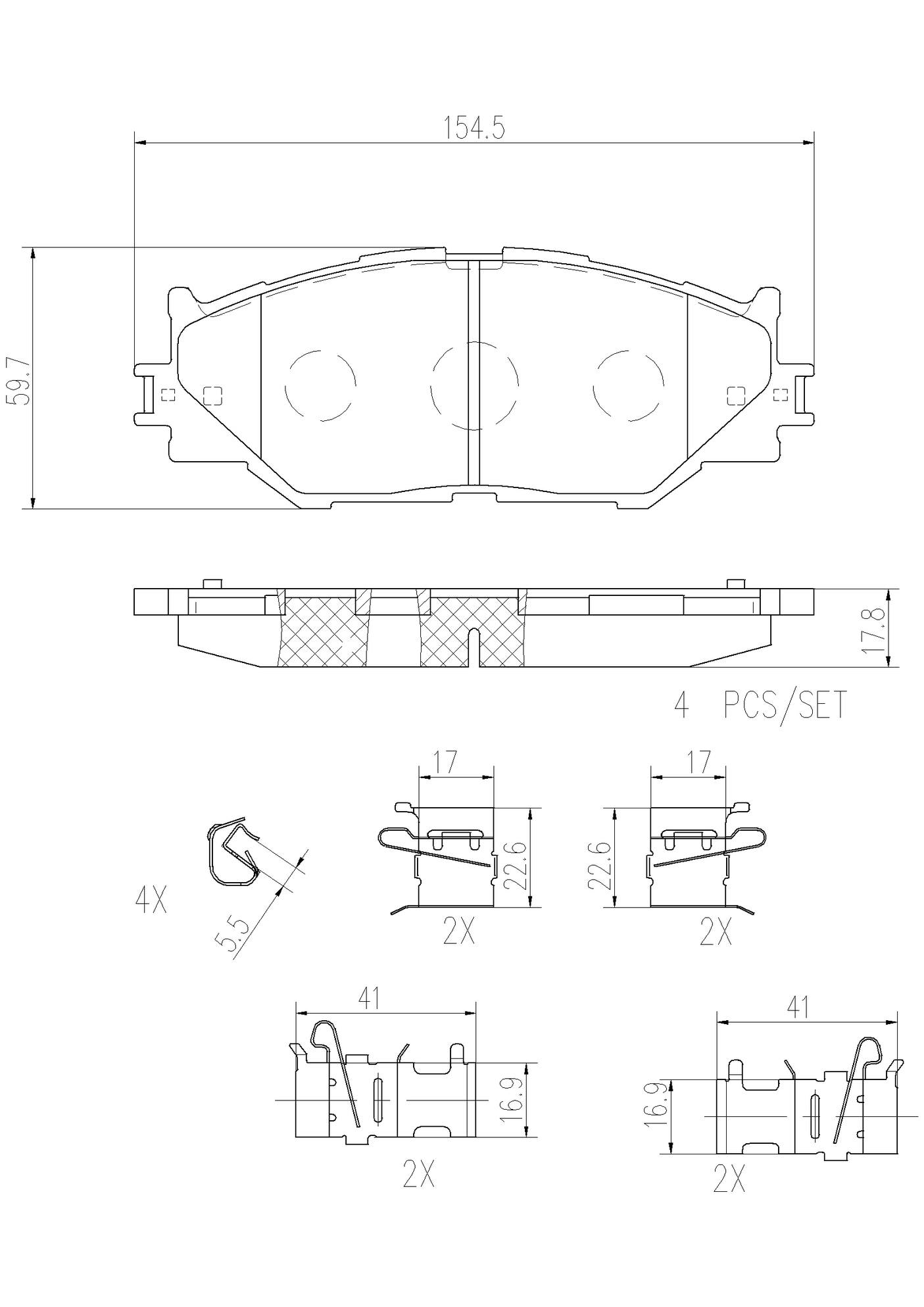 Lexus Disc Brake Pad Set - Front (Ceramic) 0446553040 Brembo