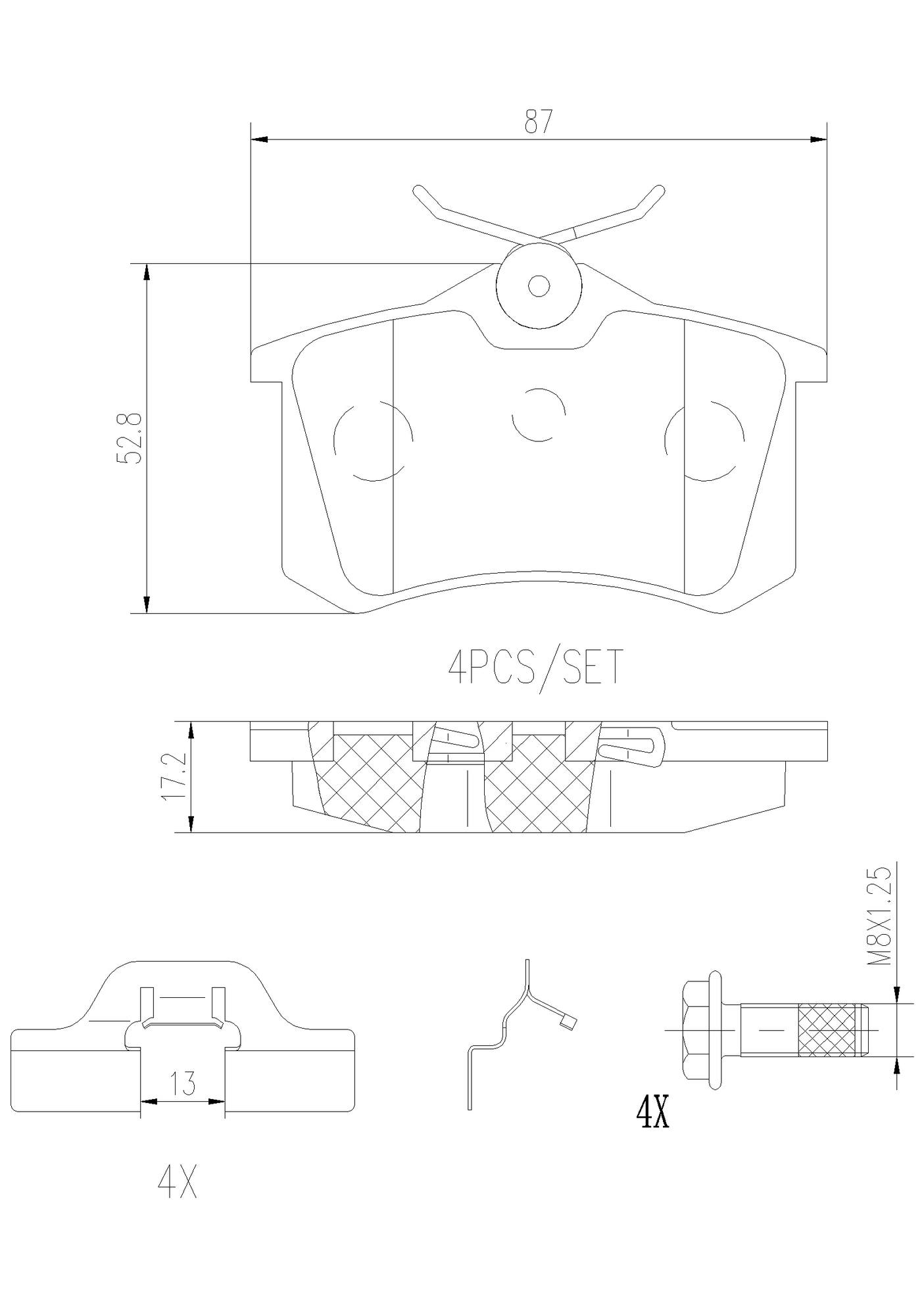 Audi Volkswagen Disc Brake Pad Set - Rear (Ceramic) 8E0698451B Brembo