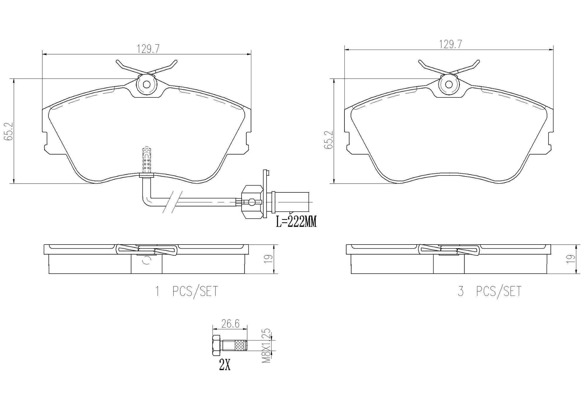 Volkswagen Disc Brake Pad Set - Front (Ceramic) 7D0698151G Brembo