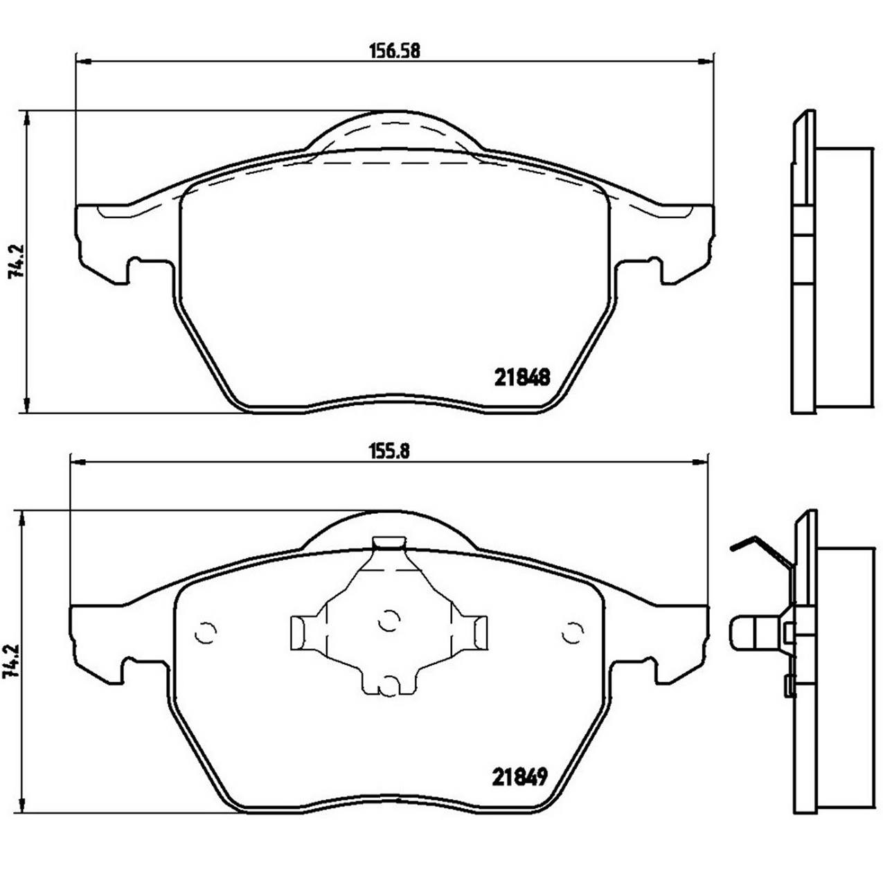 Audi Volkswagen Disc Brake Pad Set - Front (Low-Met) 8N0698151E Brembo