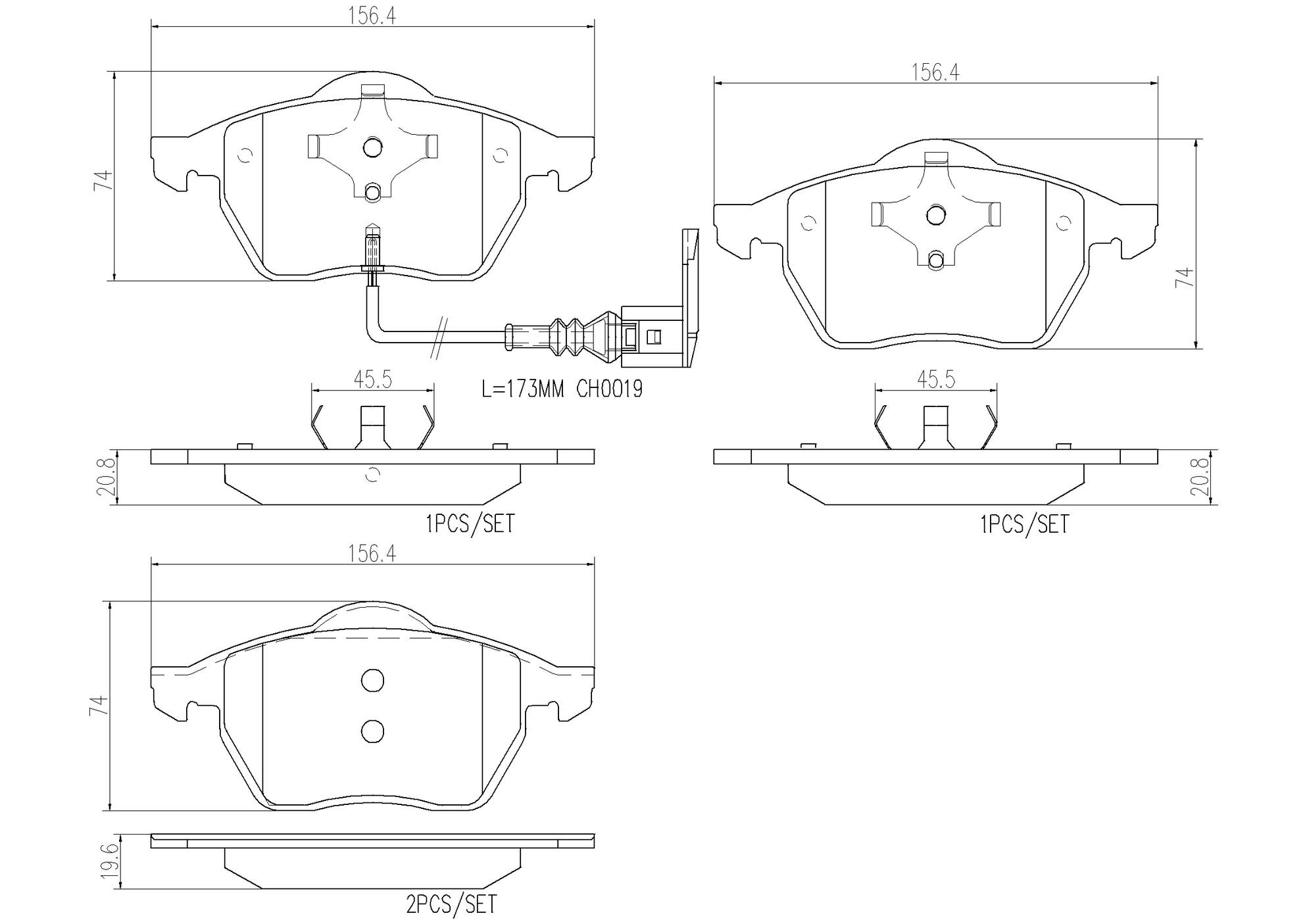 Audi Volkswagen Disc Brake Pad Set - Front (Ceramic) 8N0698151E Brembo