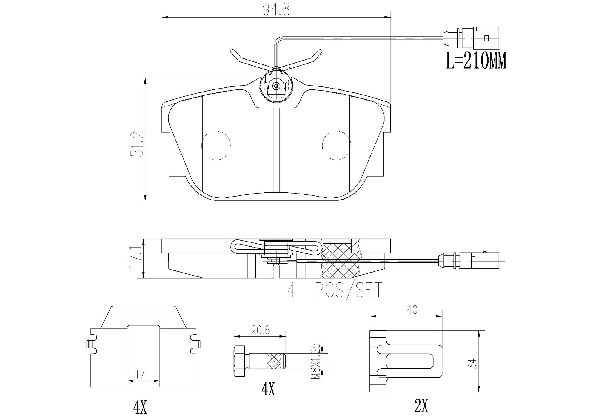 Volkswagen Disc Brake Pad Set - Rear (Ceramic) 7M3698451F Brembo