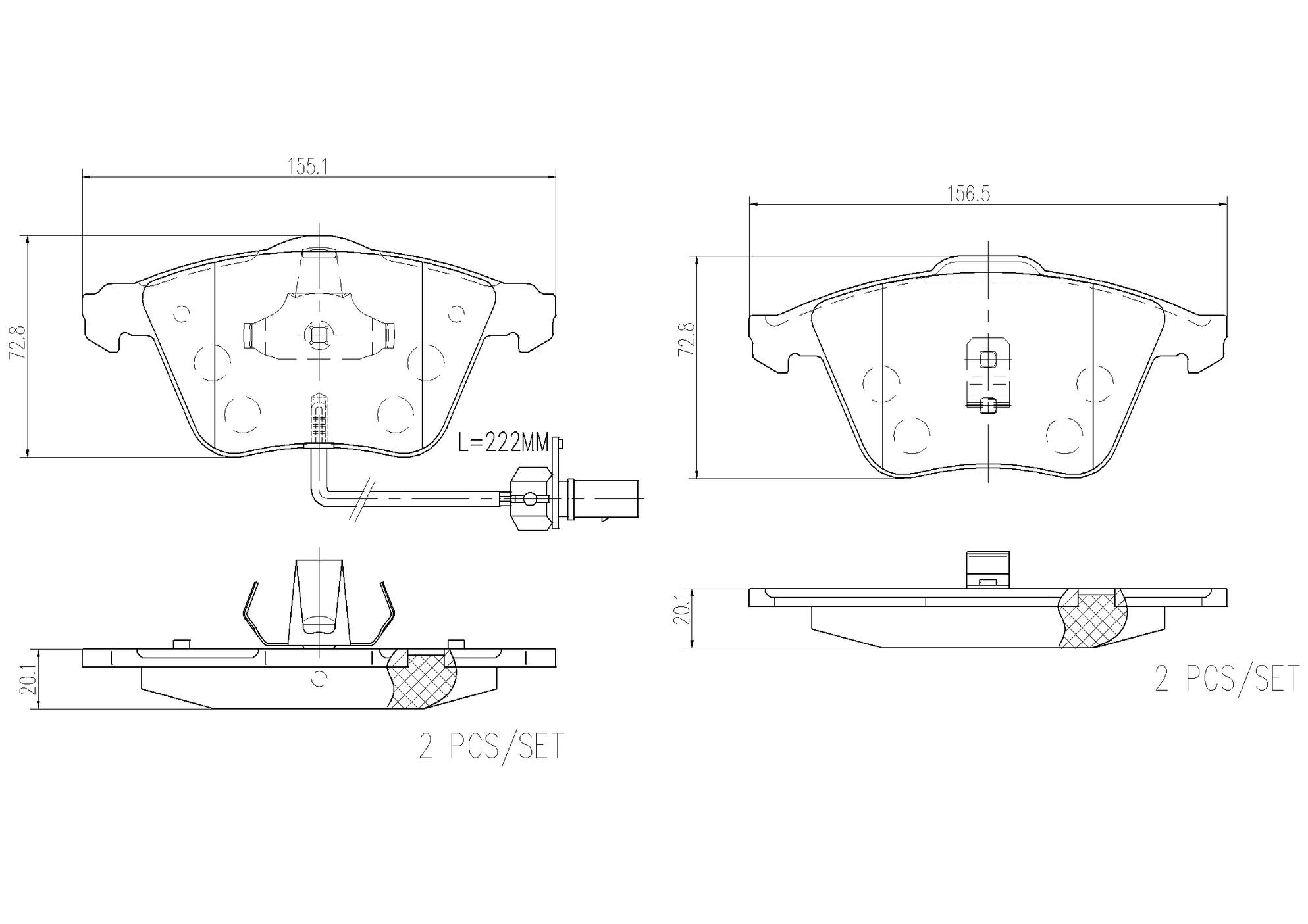 Audi Volkswagen Disc Brake Pad Set - Front (Ceramic) 8E0698151C Brembo