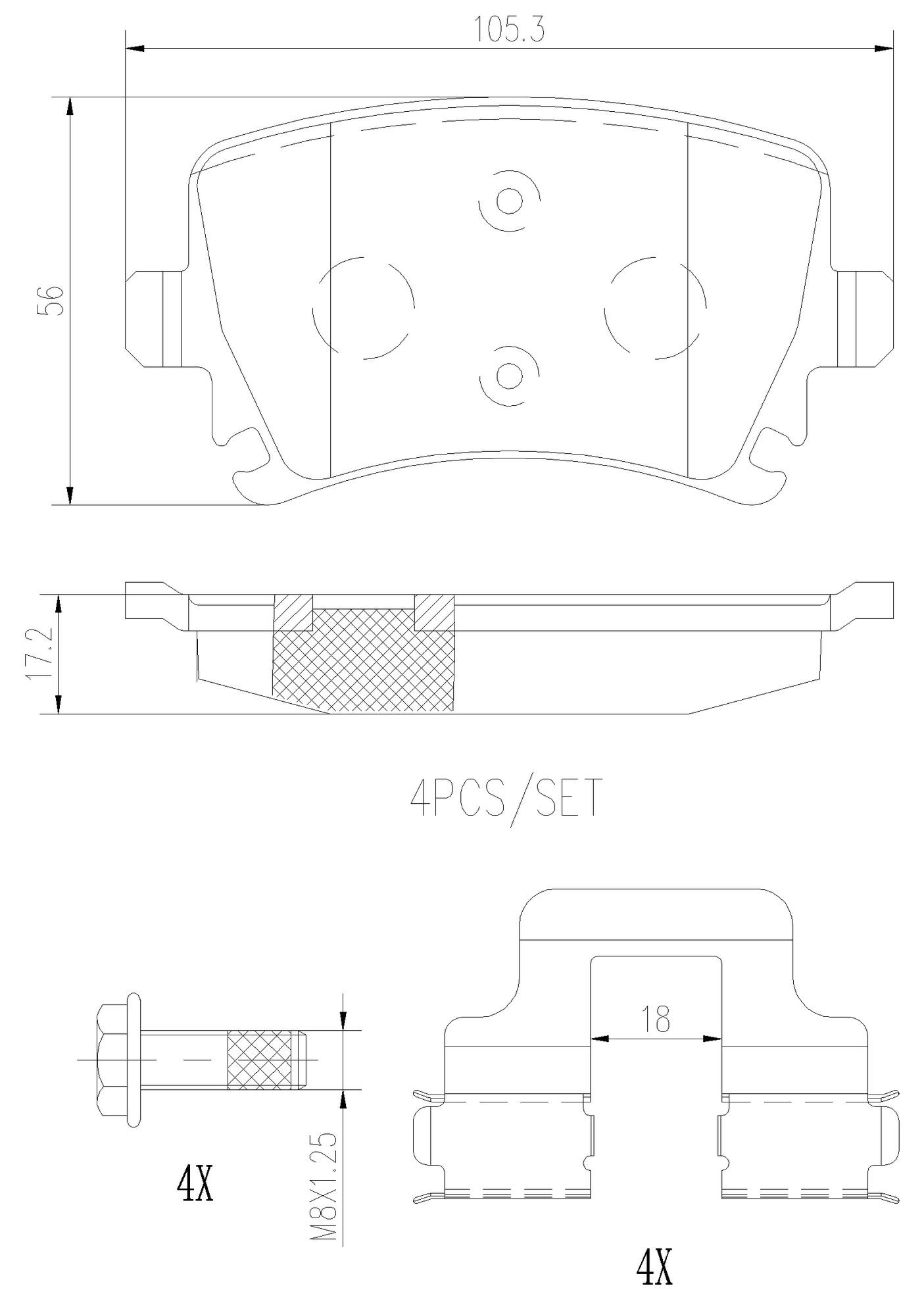 Audi Volkswagen Disc Brake Pad Set - Rear (Ceramic) 8E0698451M Brembo