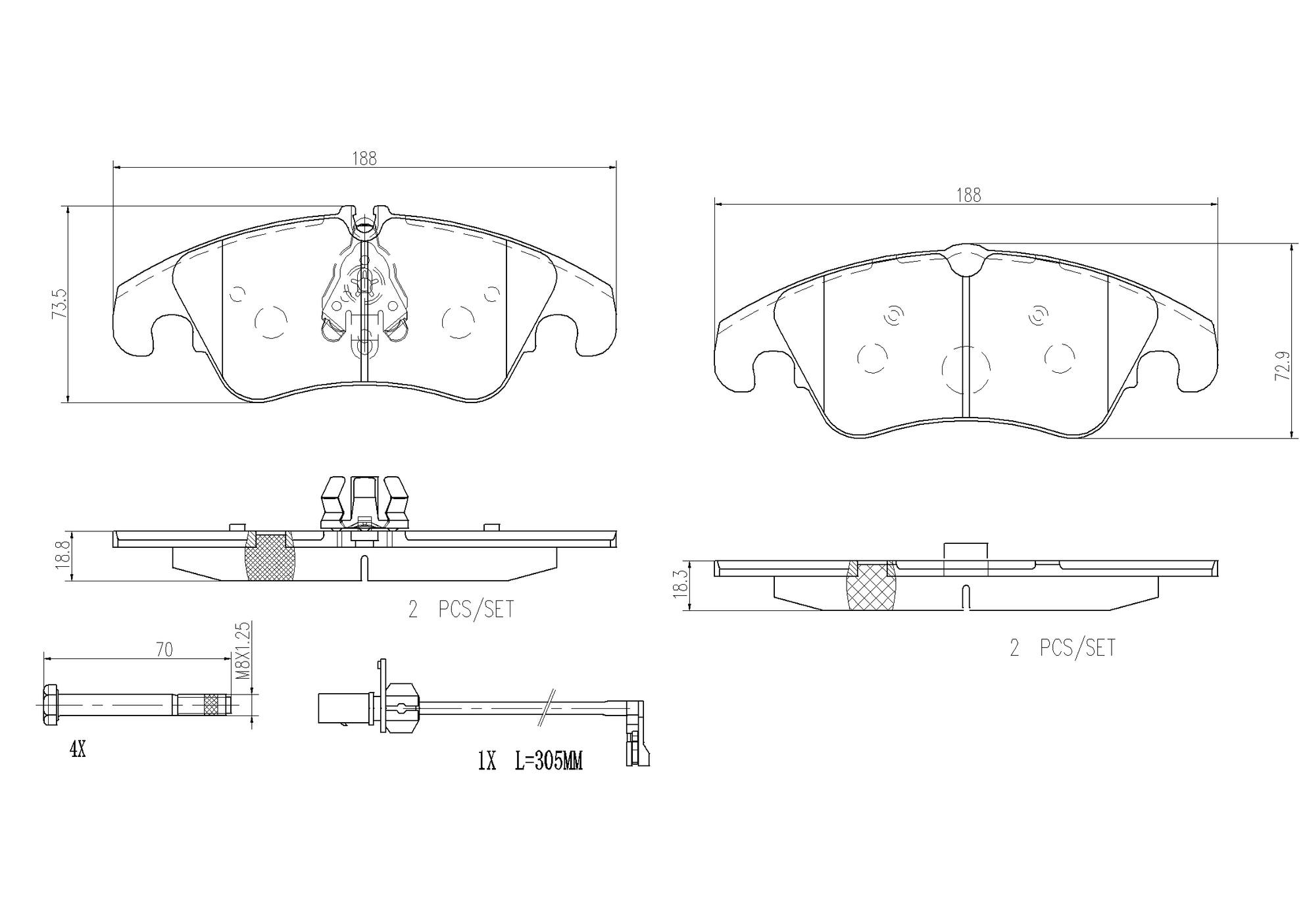 Audi Disc Brake Pad Set – Front (Ceramic) 8R0698151A Brembo Brembo P85098N