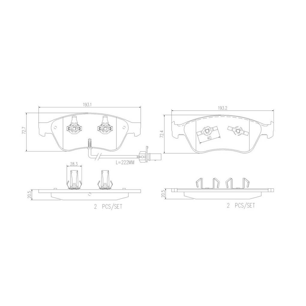 Audi Volkswagen Disc Brake Pad Set - Front (Low-Met) 4E0698151 Brembo